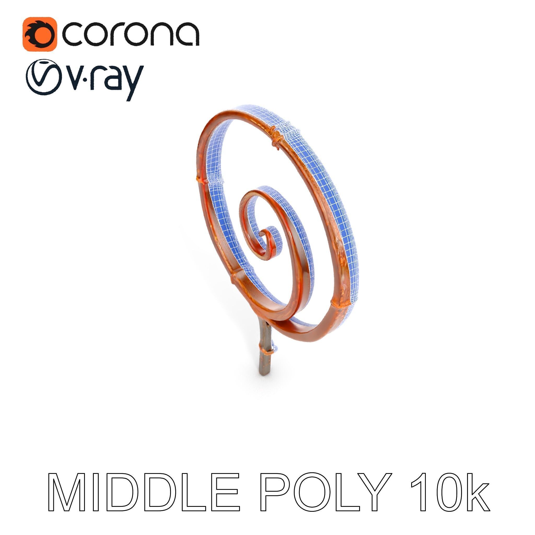 Rustic Spiral Iron Staff model pack Low-poly 3D model_22