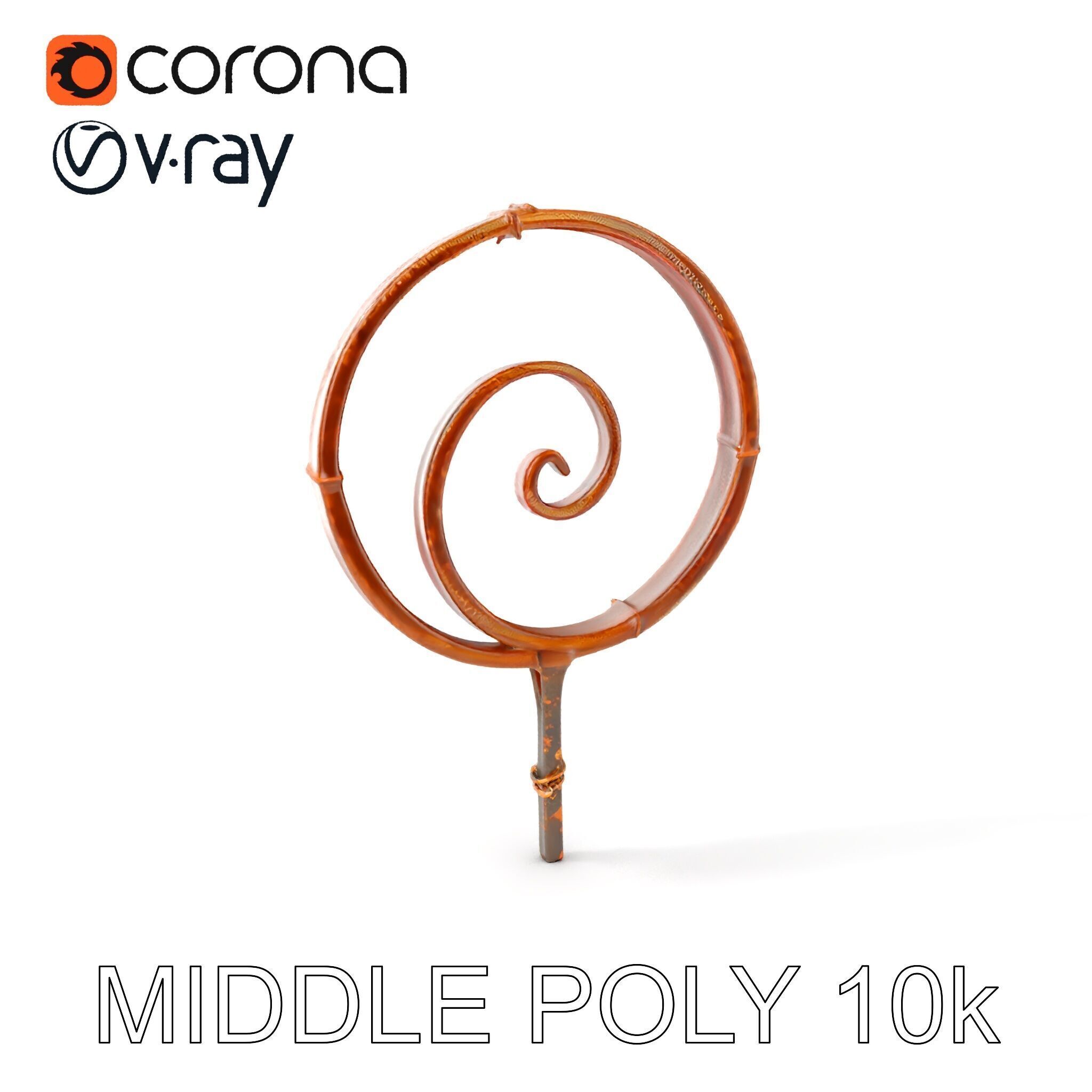 Rustic Spiral Iron Staff model pack Low-poly 3D model_28