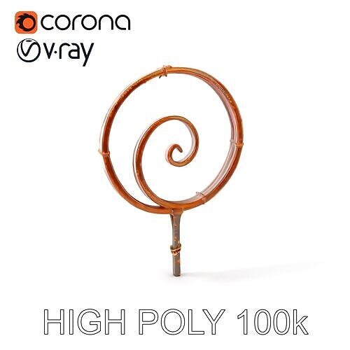 Rustic Spiral Iron Staff model pack Low-poly 3D model