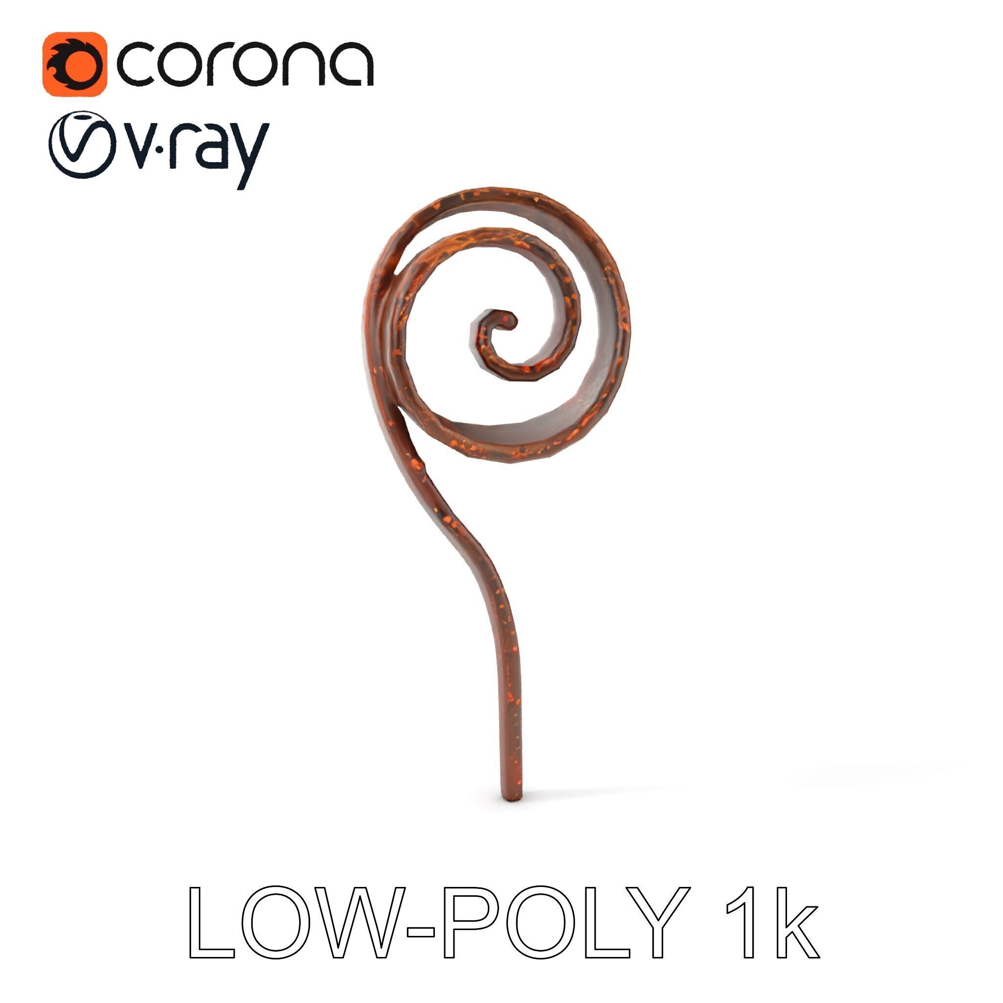 Fern Spiral Model Pack Low-poly 3D model_9