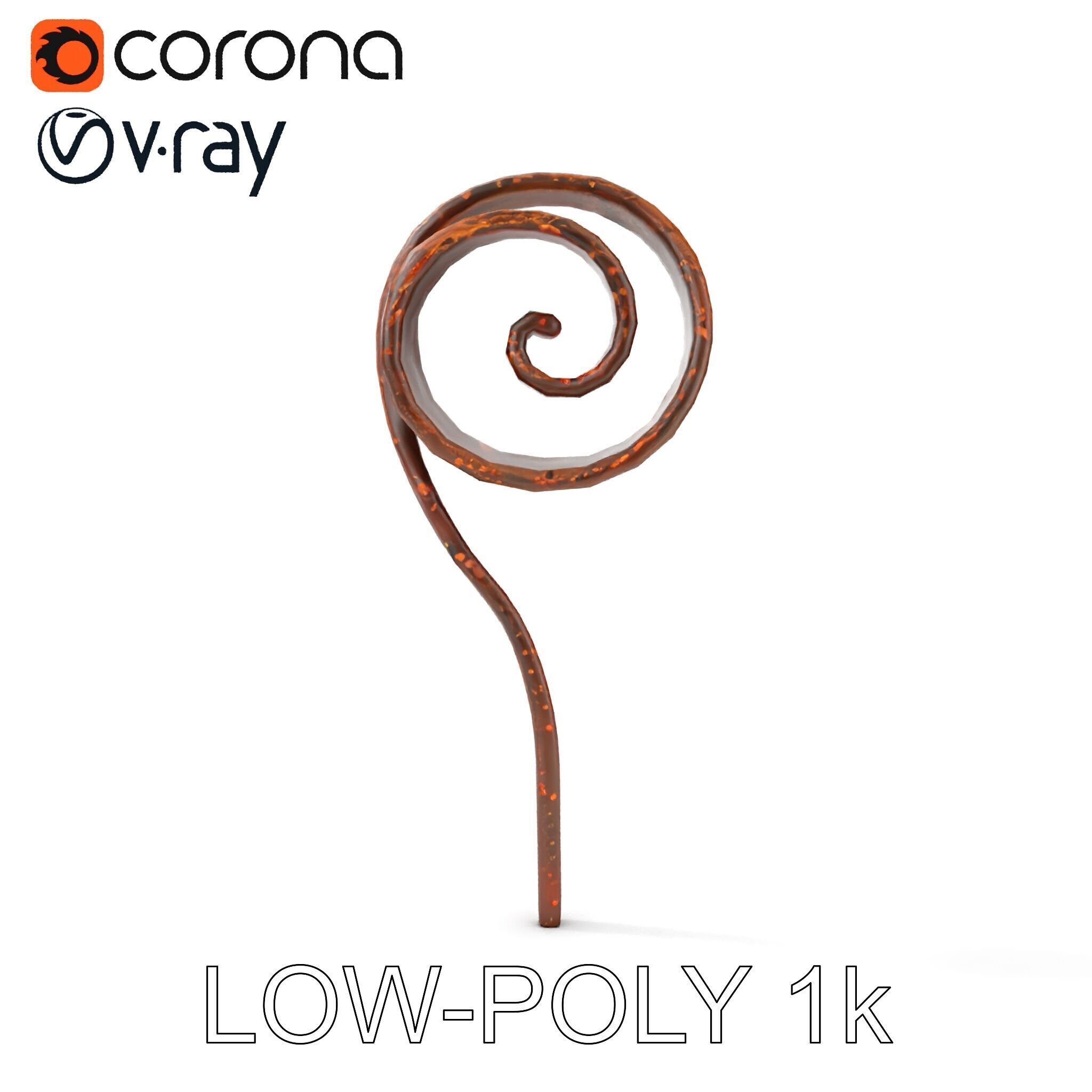 Fern Spiral Model Pack Low-poly 3D model_12