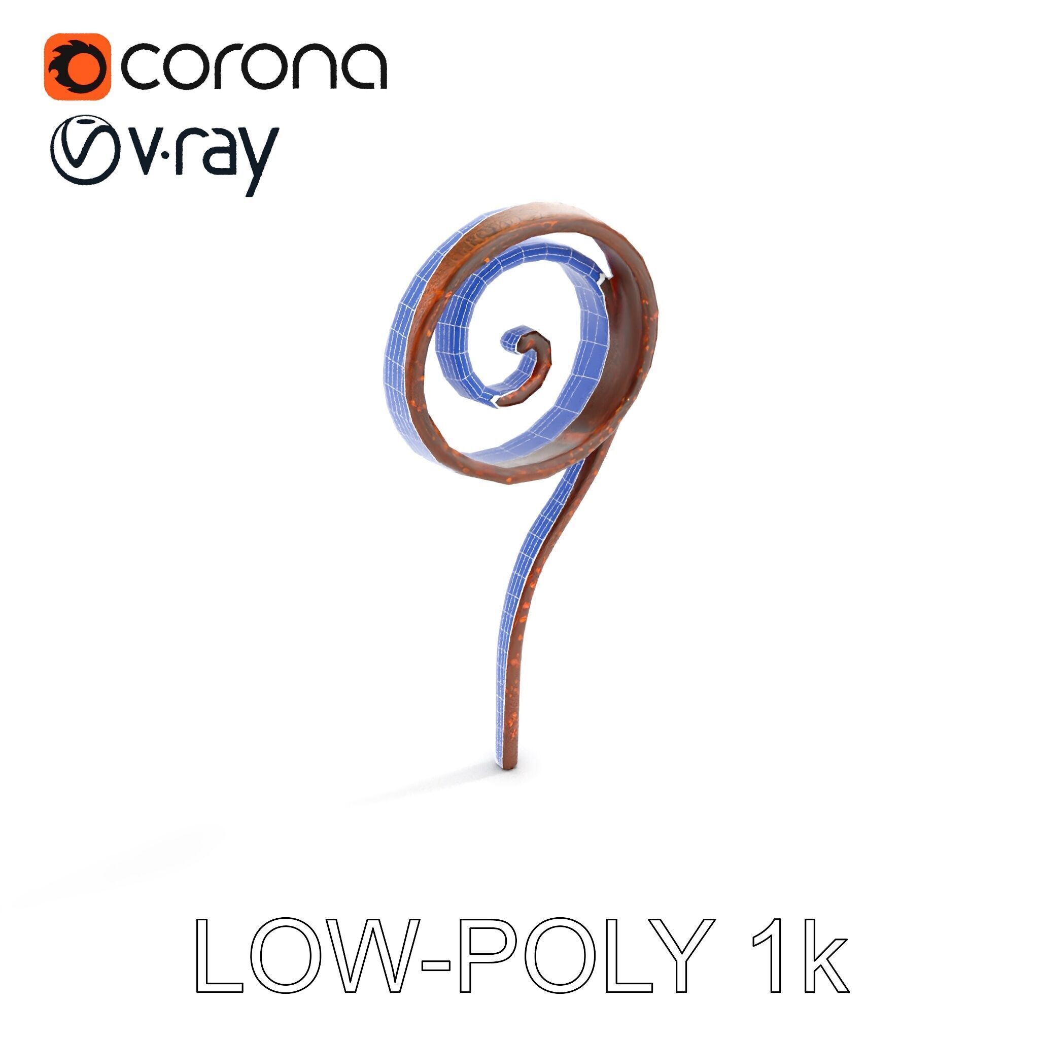 Fern Spiral Model Pack Low-poly 3D model_23
