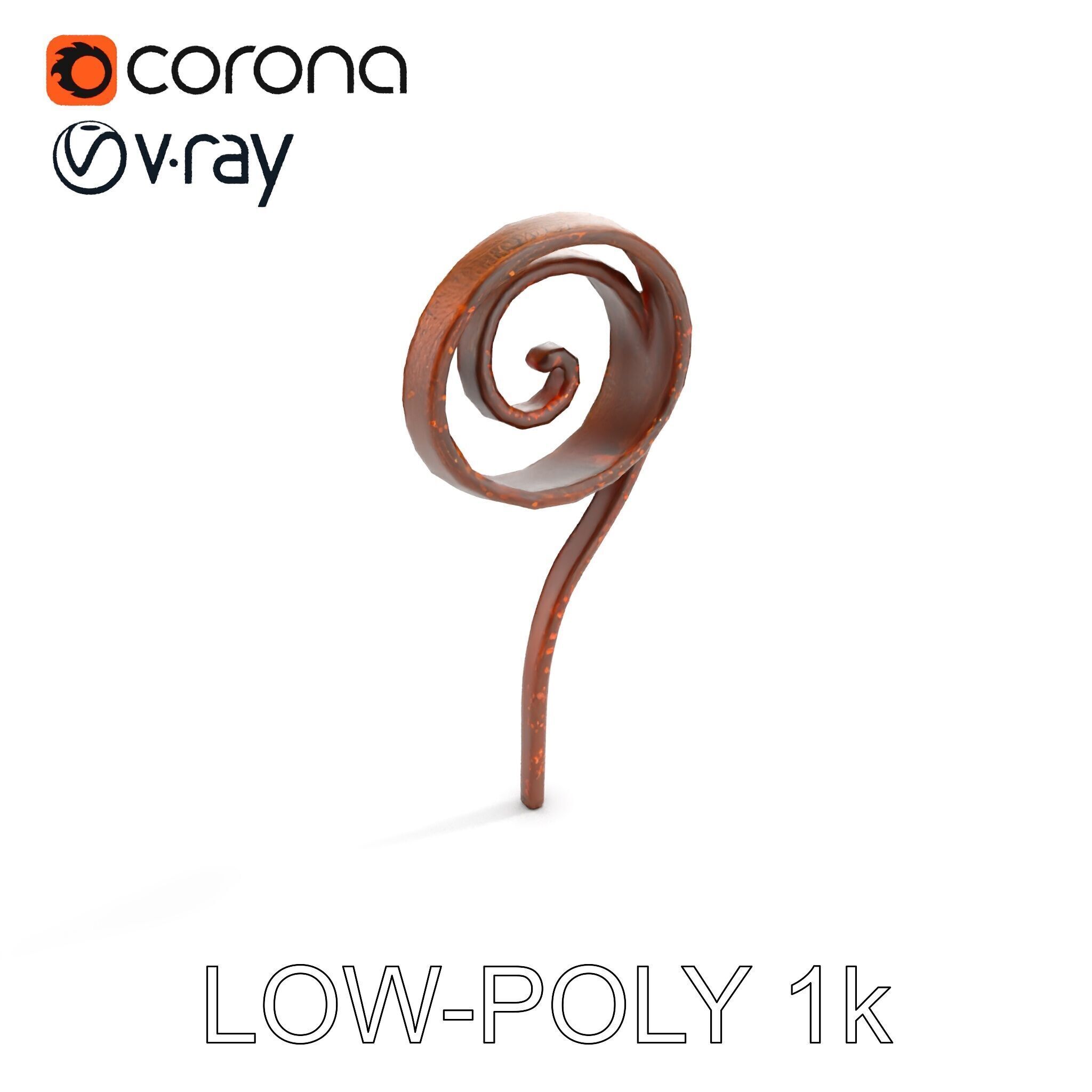 Fern Spiral Model Pack Low-poly 3D model_7