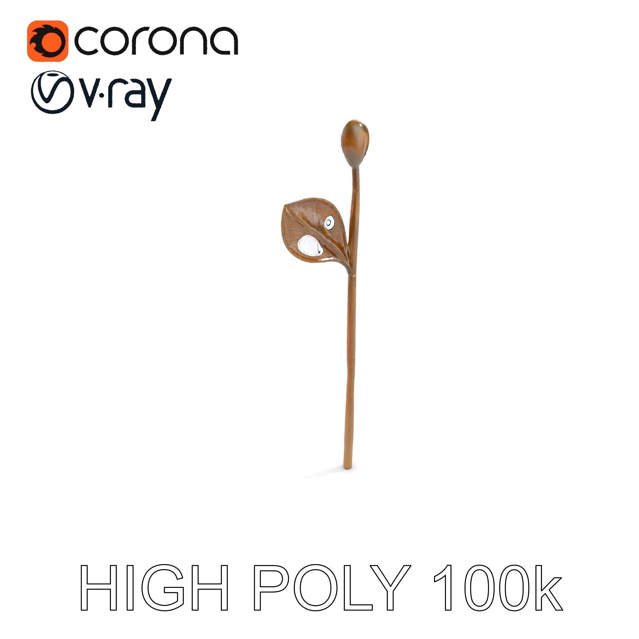 Elegant Leaf Spoon Model Pack with PBR Textures Low-poly 3D model_28