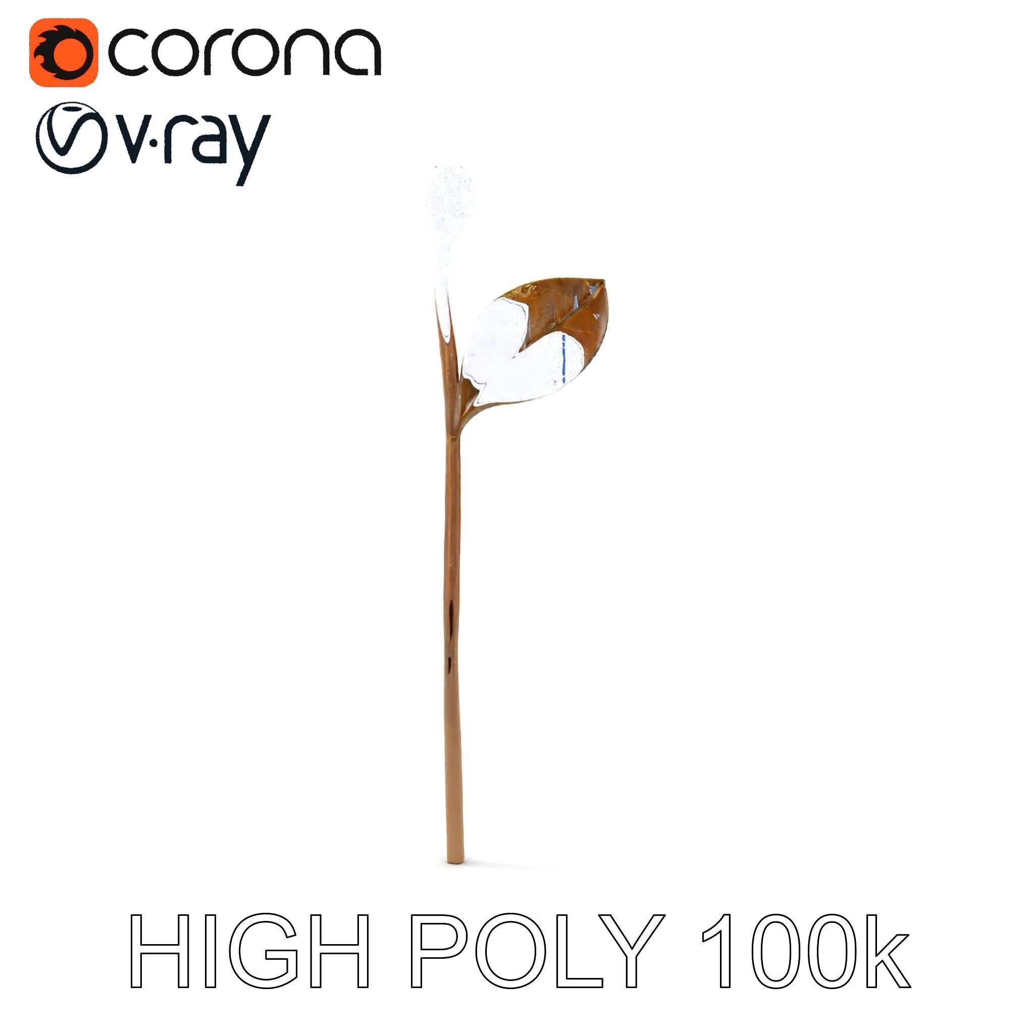 Elegant Leaf Spoon Model Pack with PBR Textures Low-poly 3D model_24