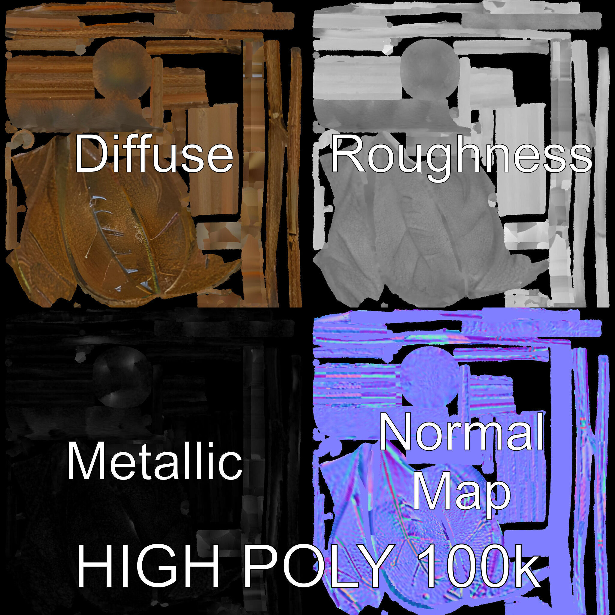 Elegant Leaf Spoon Model Pack with PBR Textures Low-poly 3D model_3