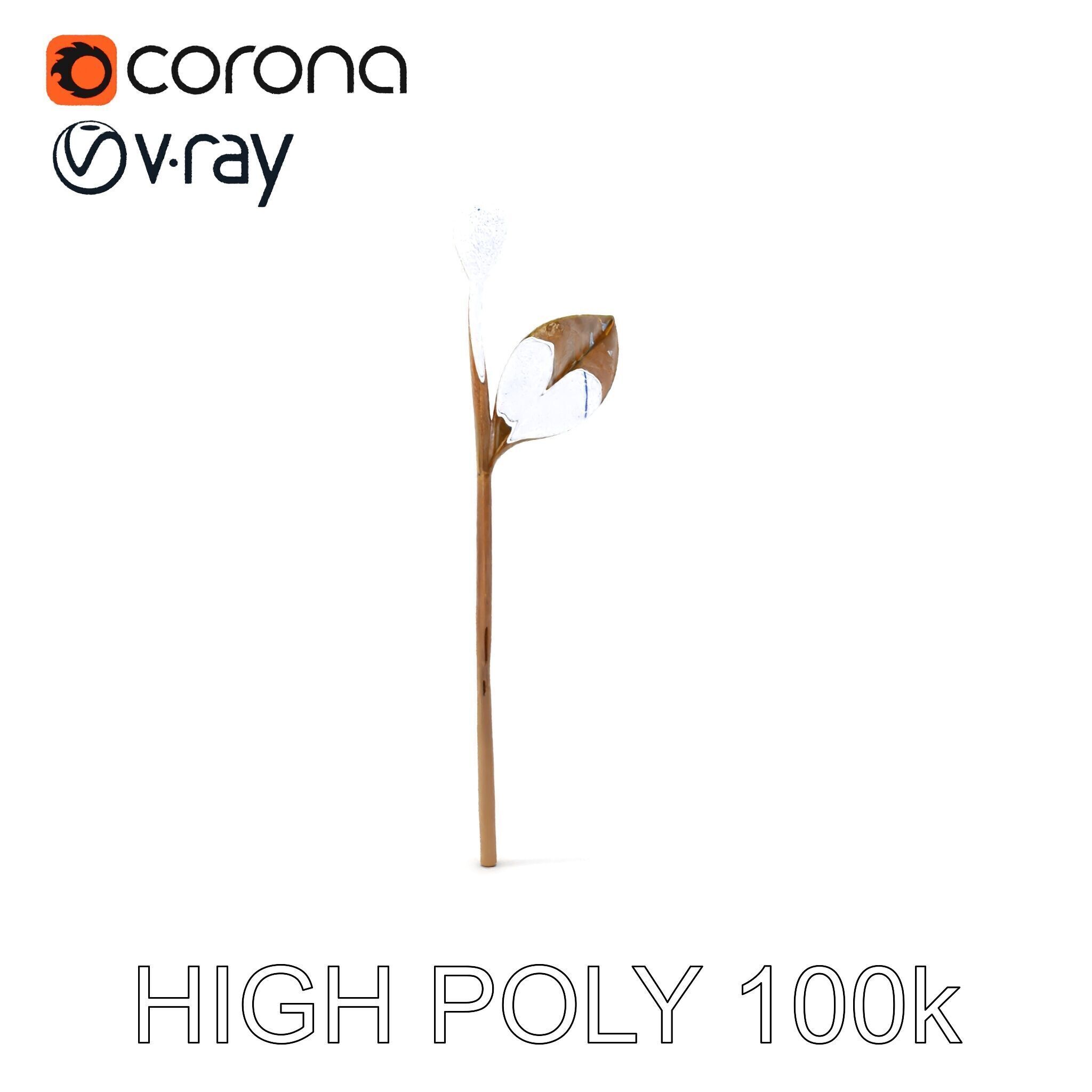 Elegant Leaf Spoon Model Pack with PBR Textures Low-poly 3D model_31