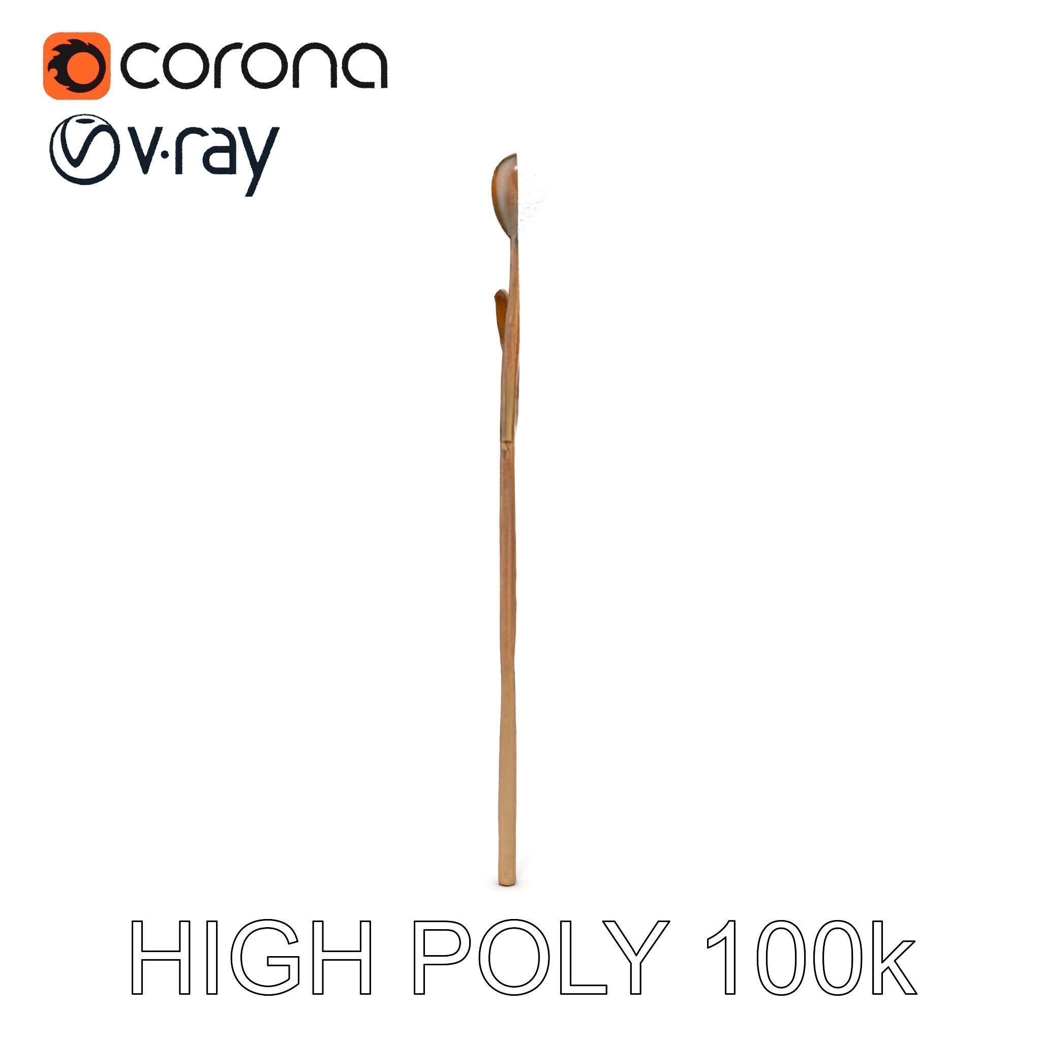 Elegant Leaf Spoon Model Pack with PBR Textures Low-poly 3D model_19