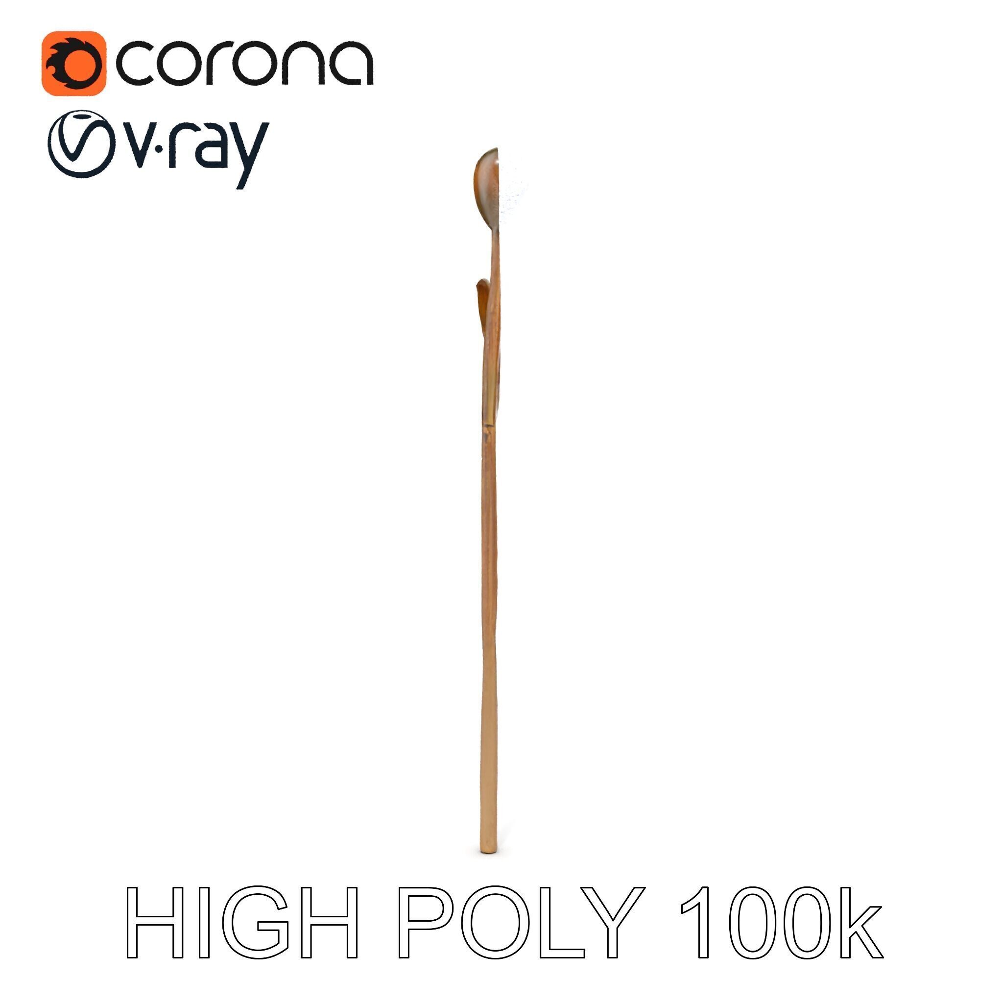 Elegant Leaf Spoon Model Pack with PBR Textures Low-poly 3D model_23