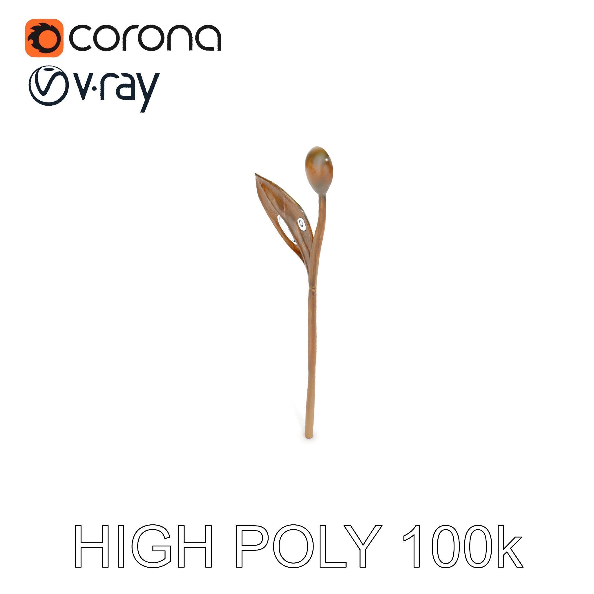 Elegant Leaf Spoon Model Pack with PBR Textures Low-poly 3D model_29