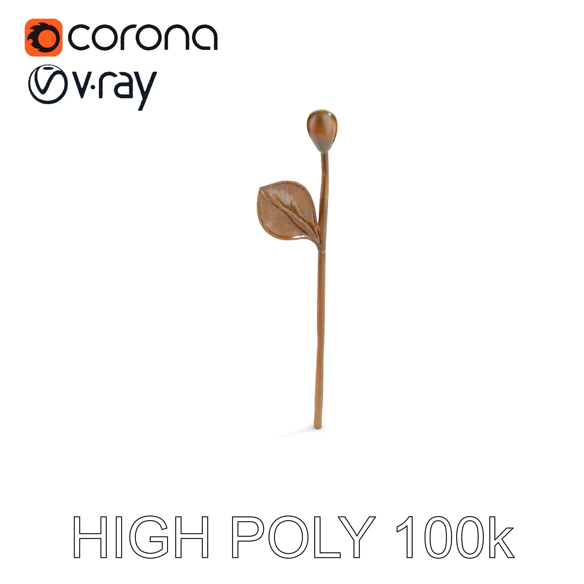 Elegant Leaf Spoon Model Pack with PBR Textures Low-poly 3D model_6