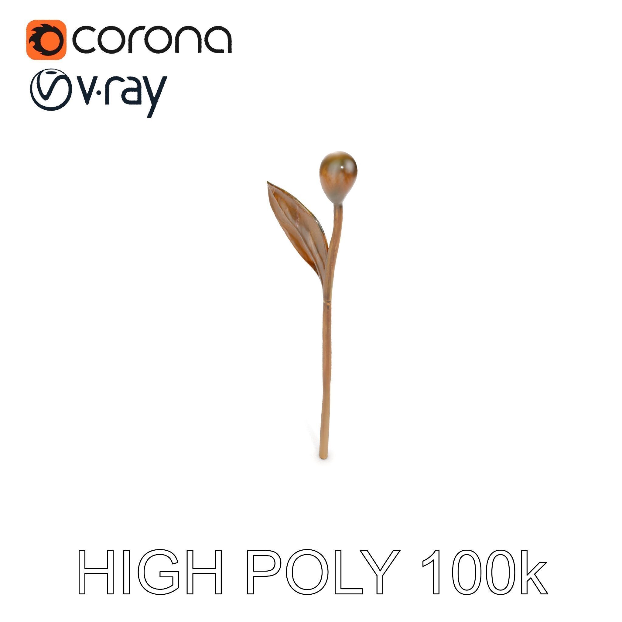 Elegant Leaf Spoon Model Pack with PBR Textures Low-poly 3D model_9