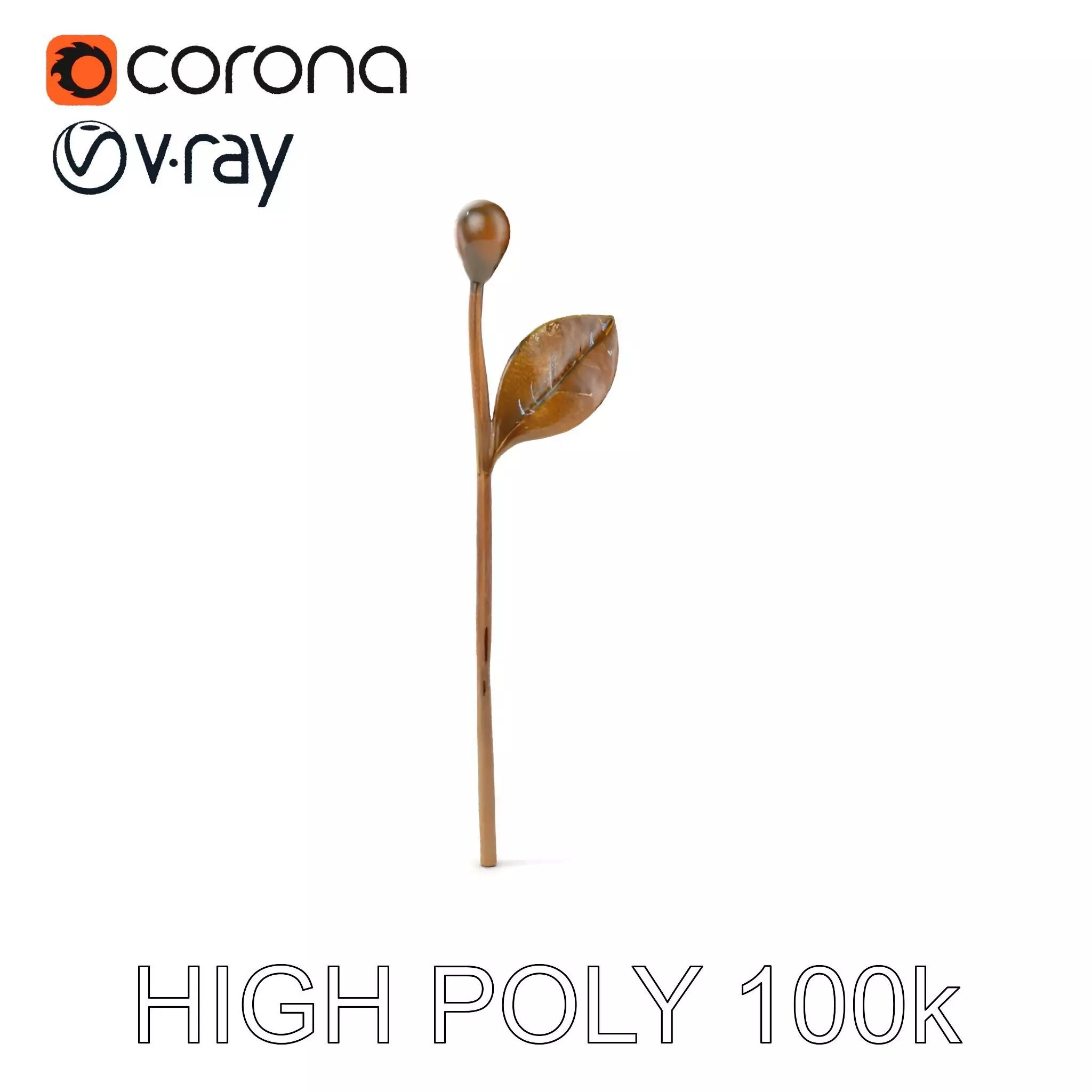 Elegant Leaf Spoon Model Pack with PBR Textures Low-poly 3D model_0