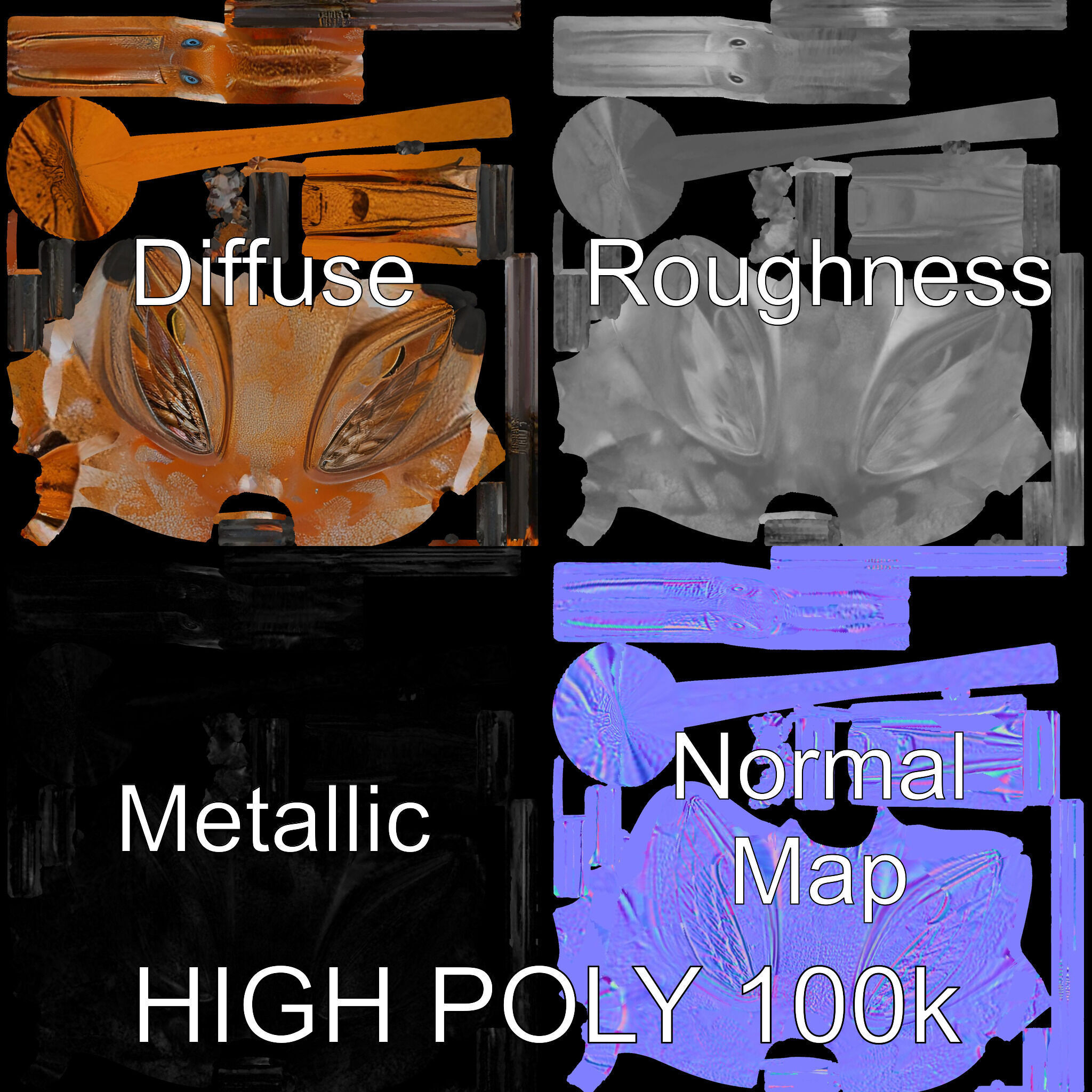 Bird Sculpture Model Pack with Detailed Textures Low-poly 3D model_2