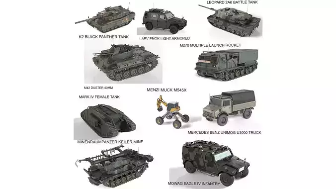 10 Military Vehicles Collection V2