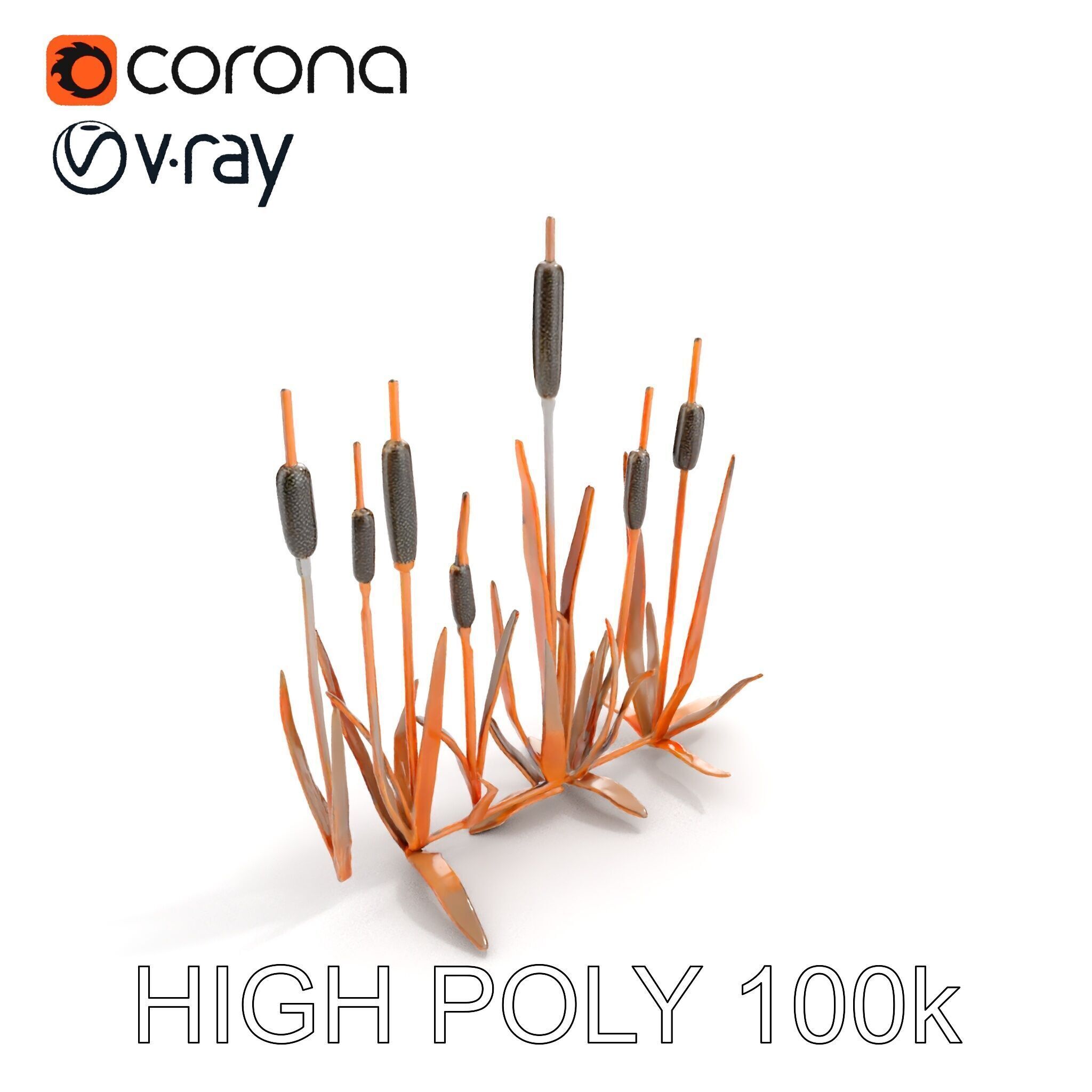 Cattail Metal Sculptures Model Pack for Environments Low-poly 3D model_20