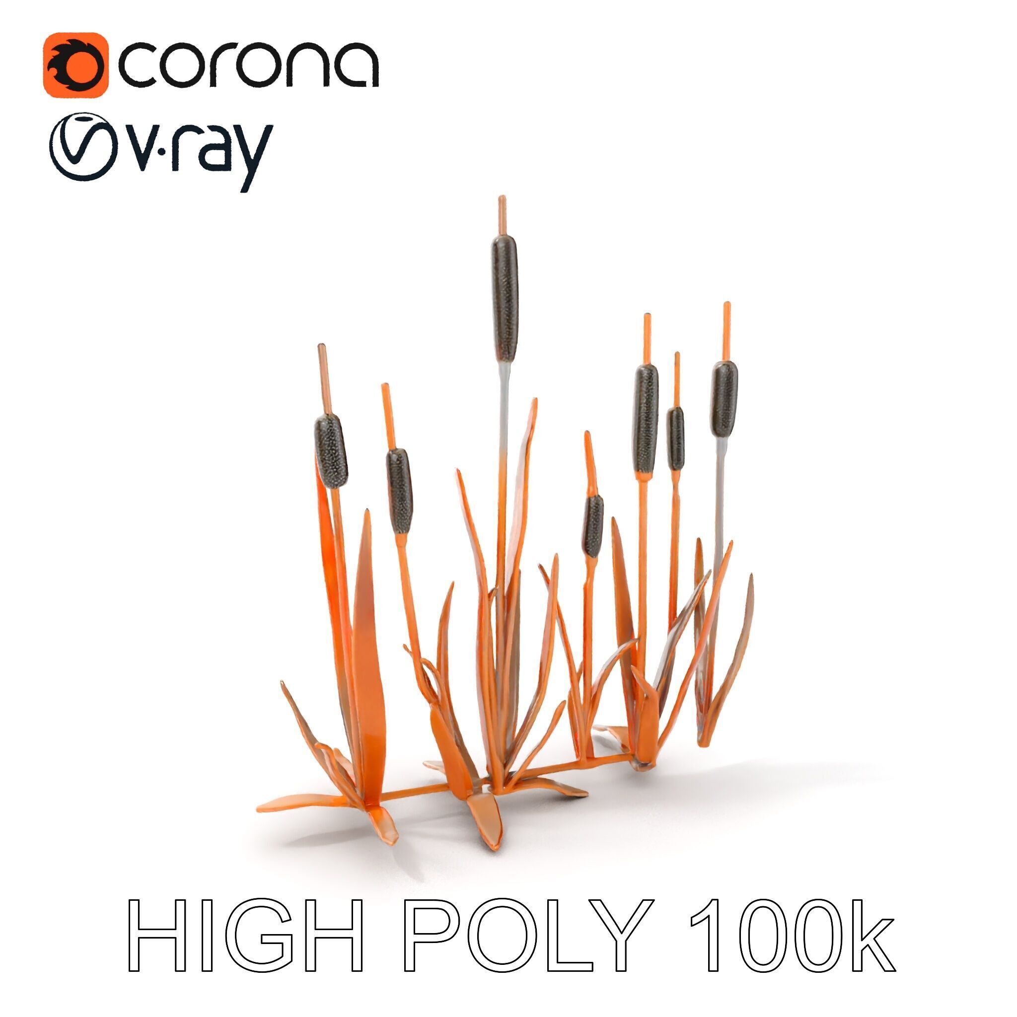 Cattail Metal Sculptures Model Pack for Environments Low-poly 3D model_7