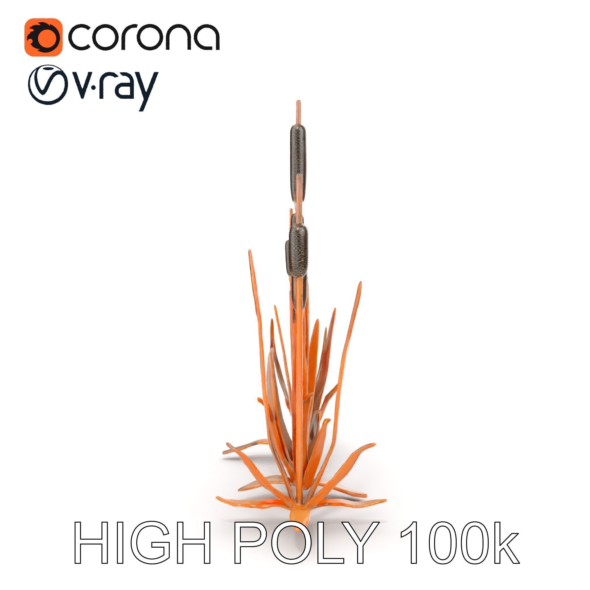 Cattail Metal Sculptures Model Pack for Environments Low-poly 3D model_14