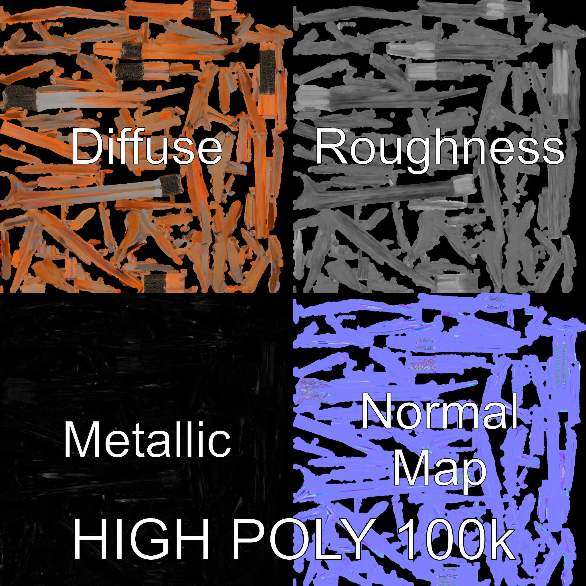 Cattail Metal Sculptures Model Pack for Environments Low-poly 3D model_3