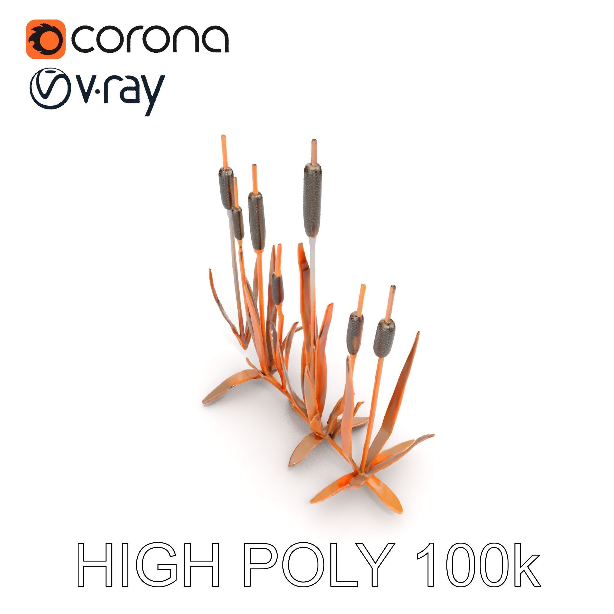 Cattail Metal Sculptures Model Pack for Environments Low-poly 3D model_8