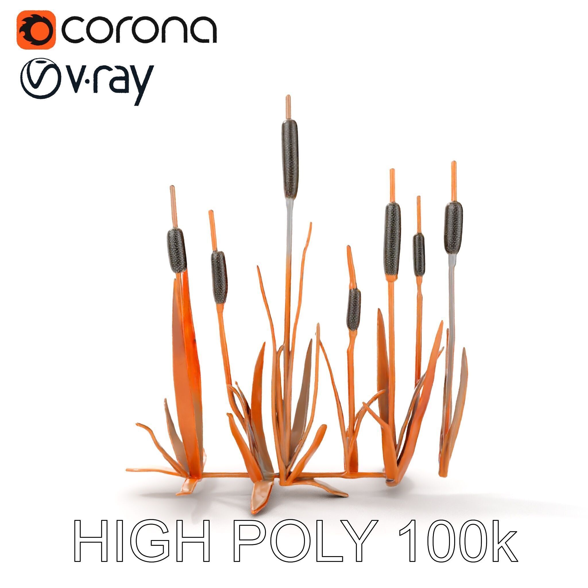 Cattail Metal Sculptures Model Pack for Environments Low-poly 3D model_15