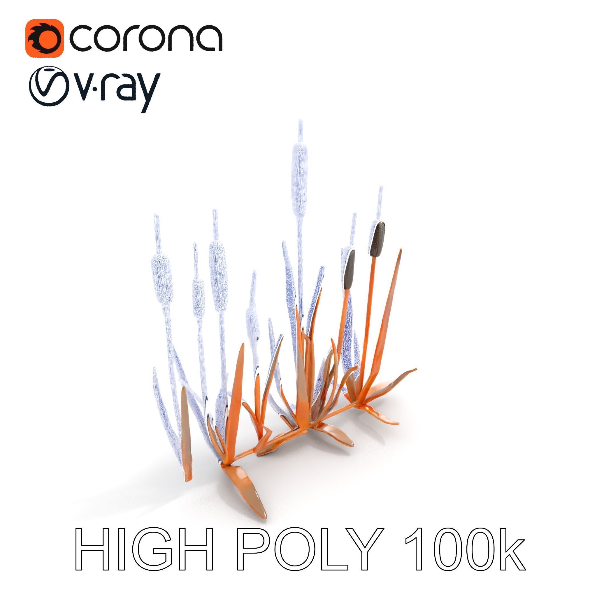 Cattail Metal Sculptures Model Pack for Environments Low-poly 3D model_25