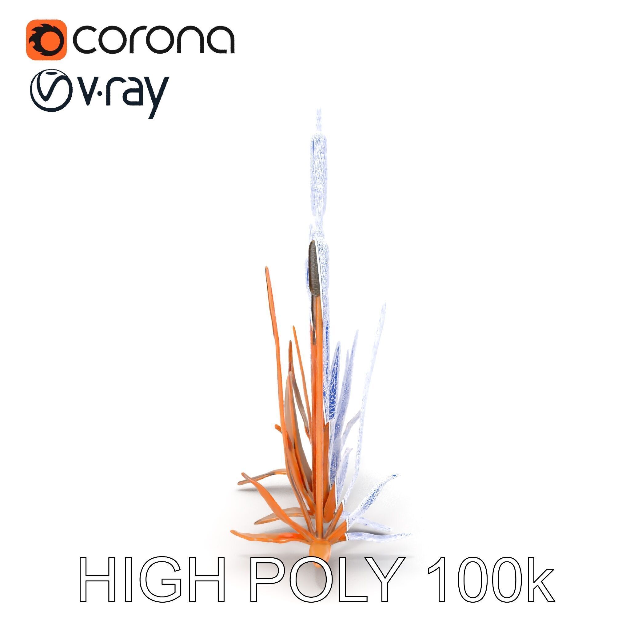 Cattail Metal Sculptures Model Pack for Environments Low-poly 3D model_22