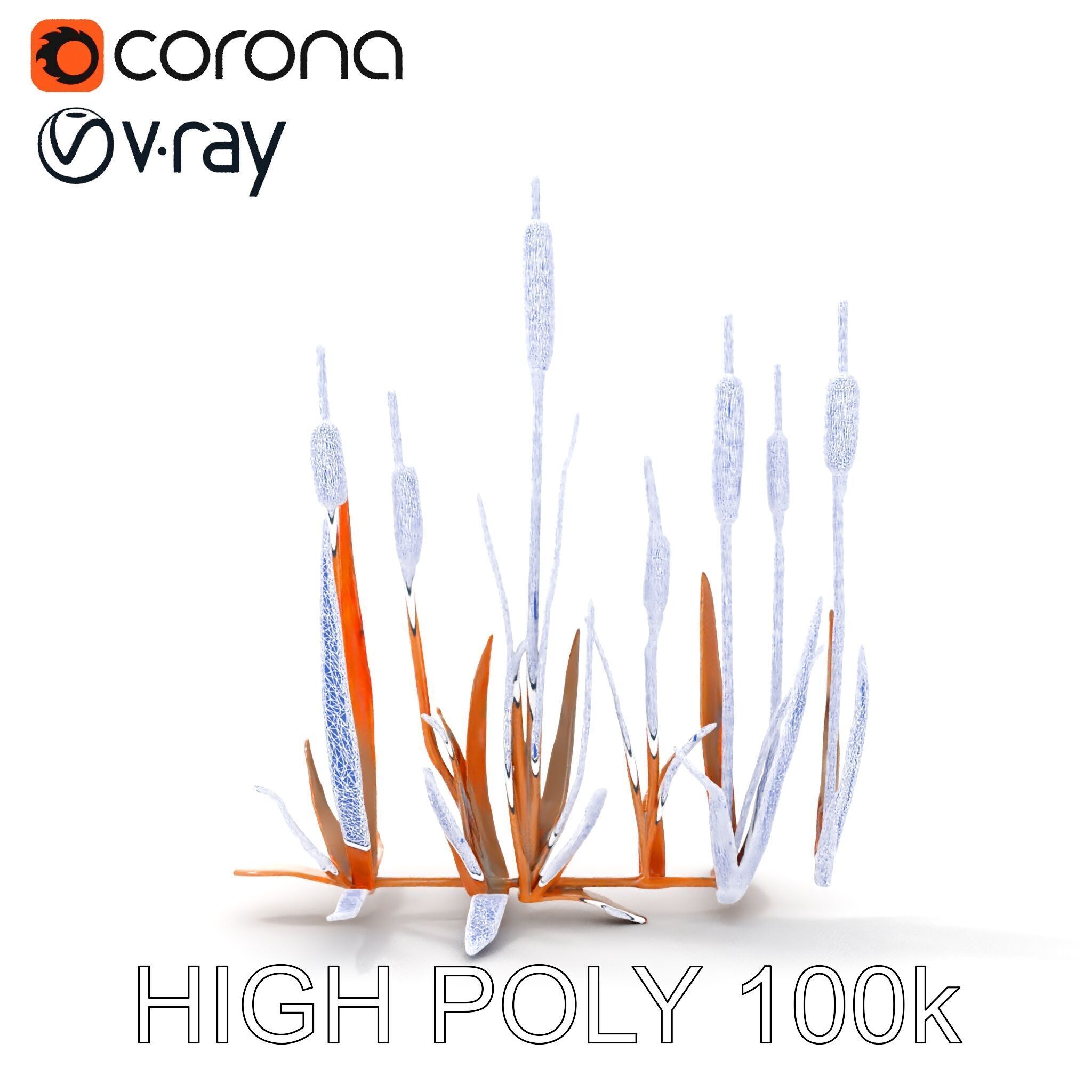 Cattail Metal Sculptures Model Pack for Environments Low-poly 3D model_31
