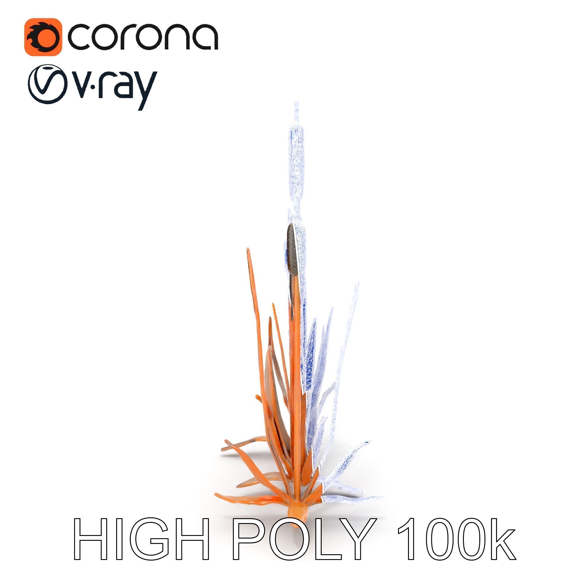 Cattail Metal Sculptures Model Pack for Environments Low-poly 3D model_21