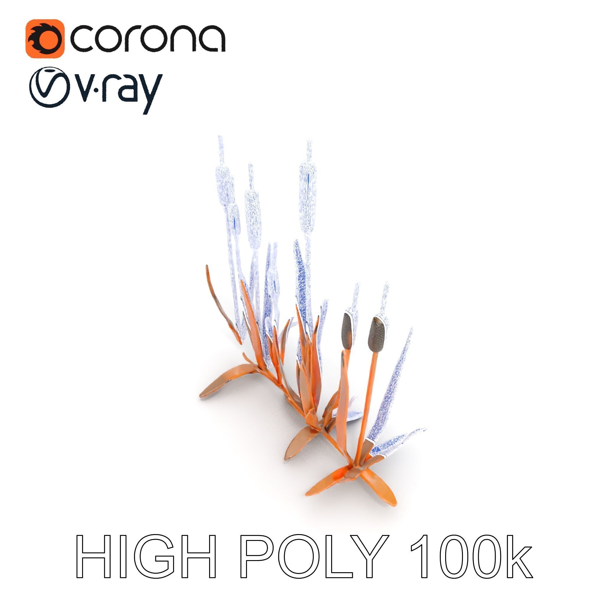 Cattail Metal Sculptures Model Pack for Environments Low-poly 3D model_29