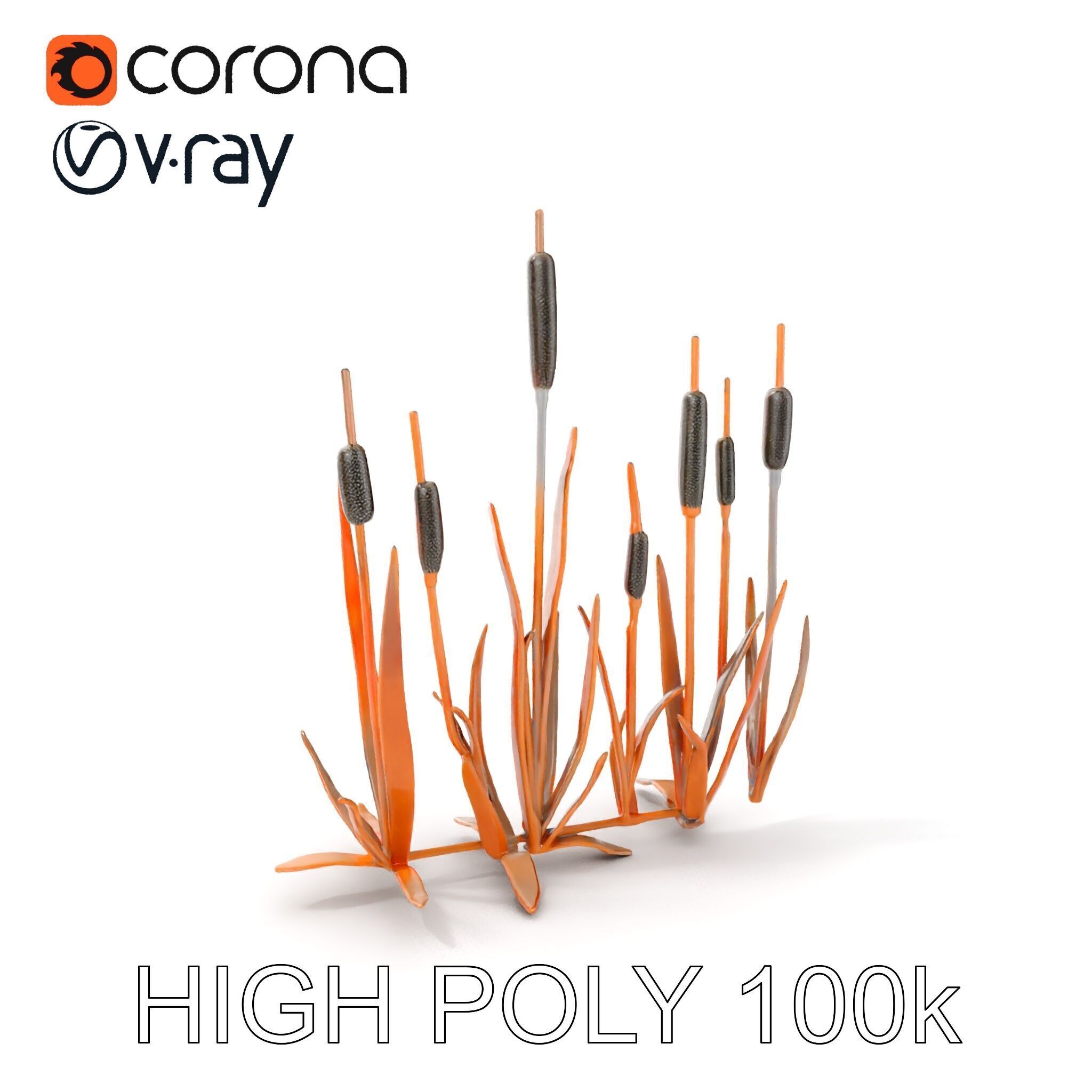 Cattail Metal Sculptures Model Pack for Environments Low-poly 3D model_6