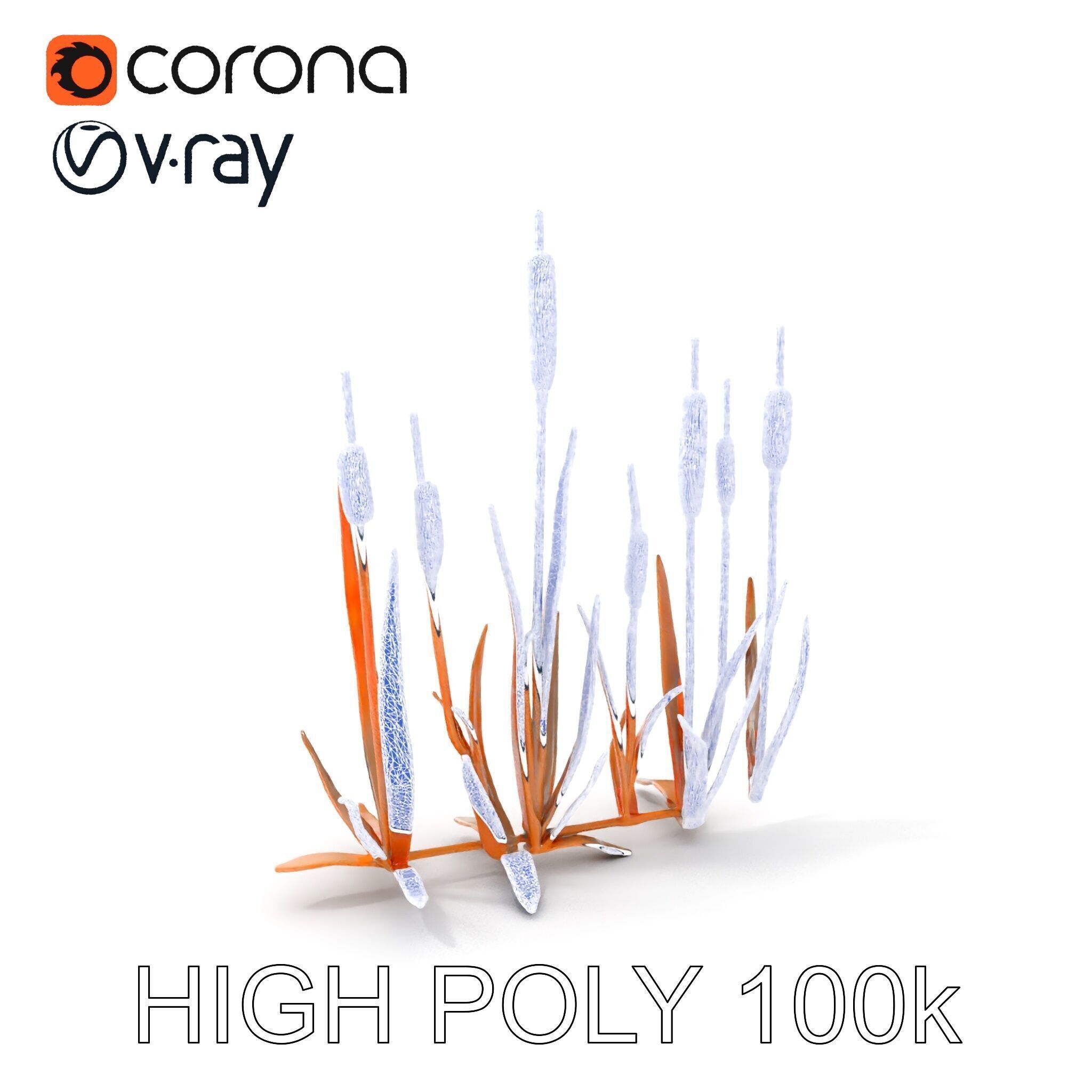 Cattail Metal Sculptures Model Pack for Environments Low-poly 3D model_19
