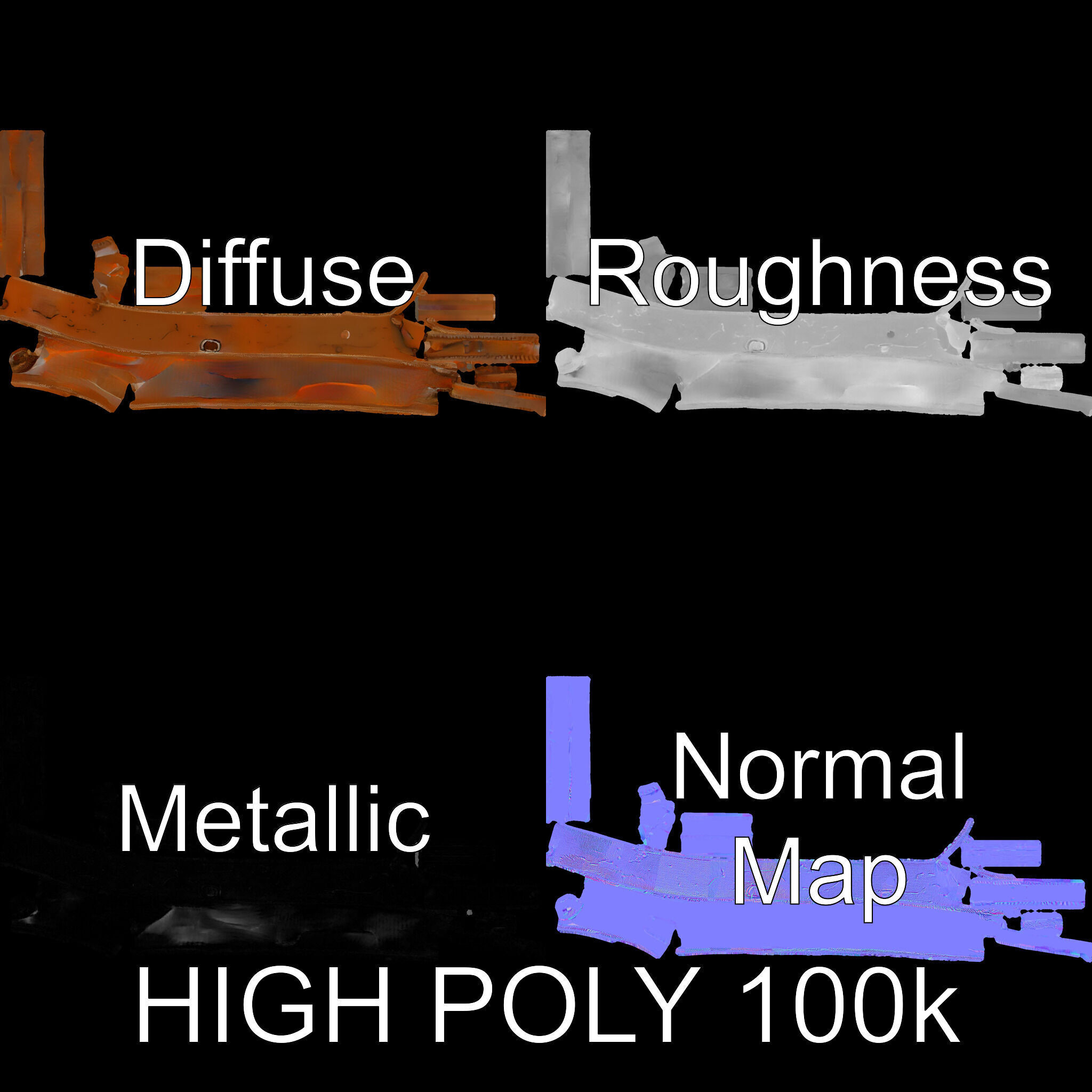 Ornamental Spiral Metalwork Model Pack Low-poly 3D model_2