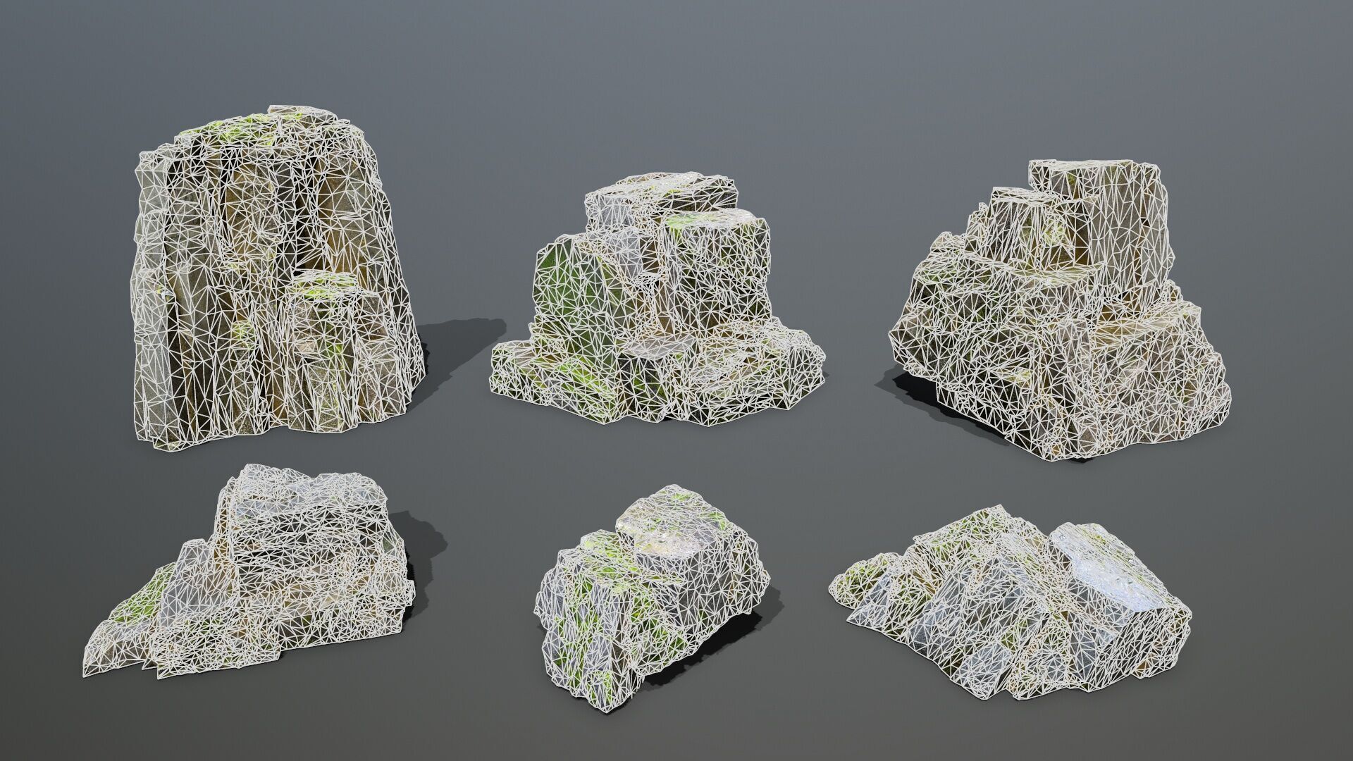 mossy rocks Low-poly 3D model_14