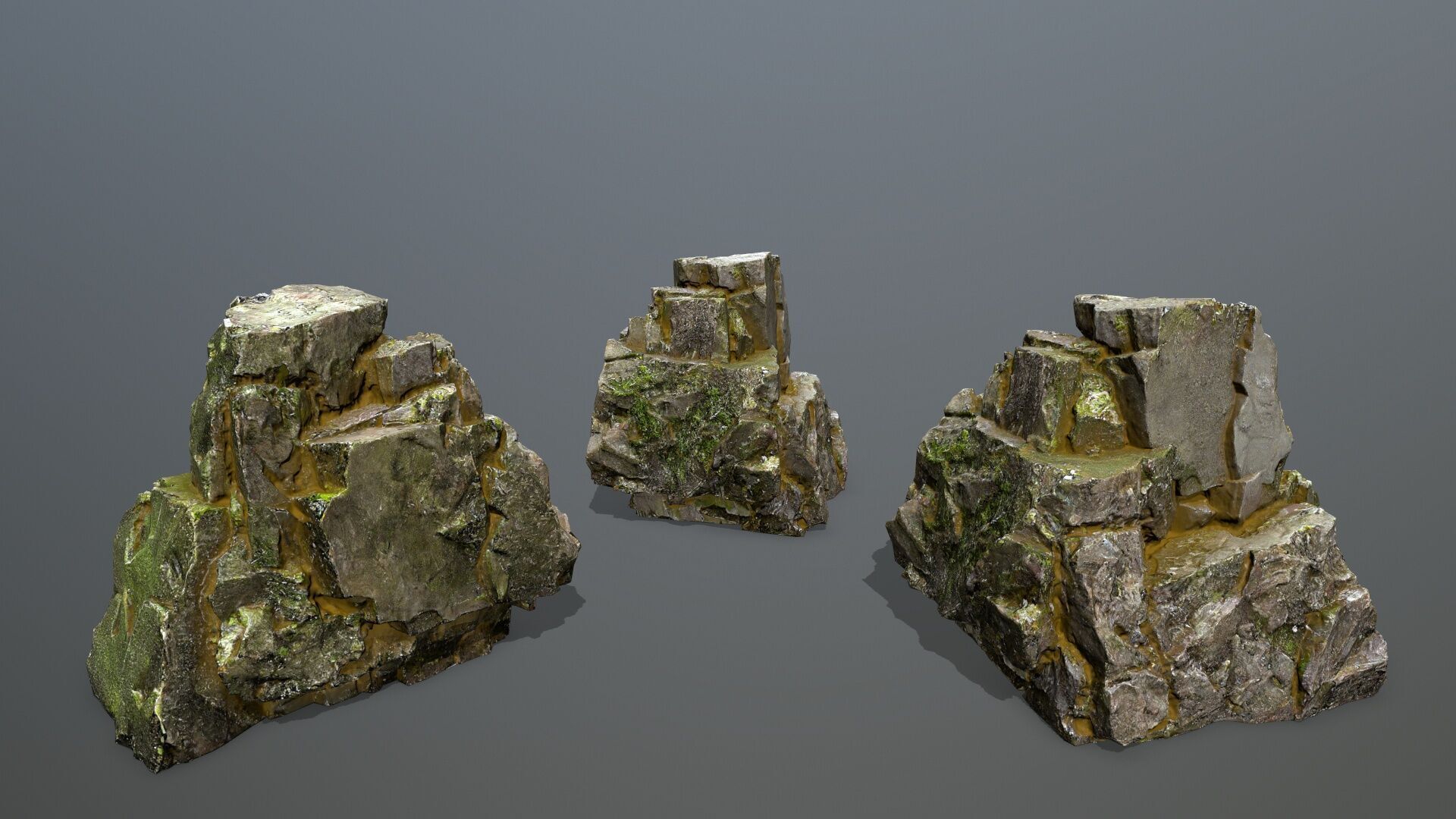 mossy rocks Low-poly 3D model_11