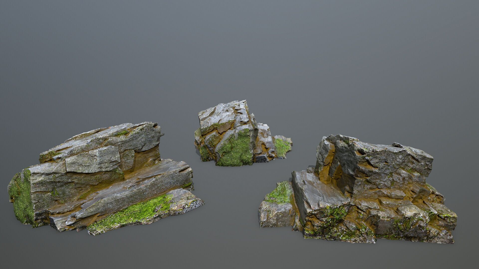 mossy rocks Low-poly 3D model_10