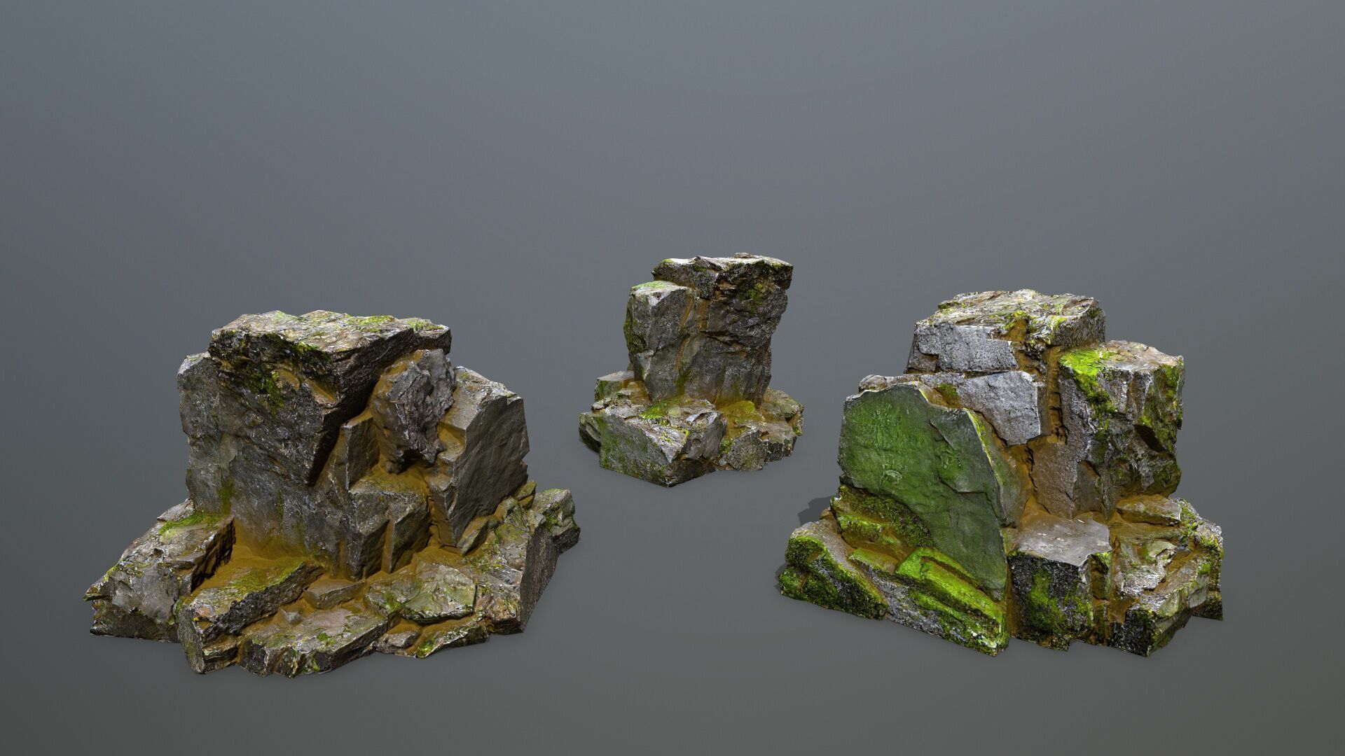 mossy rocks Low-poly 3D model_8