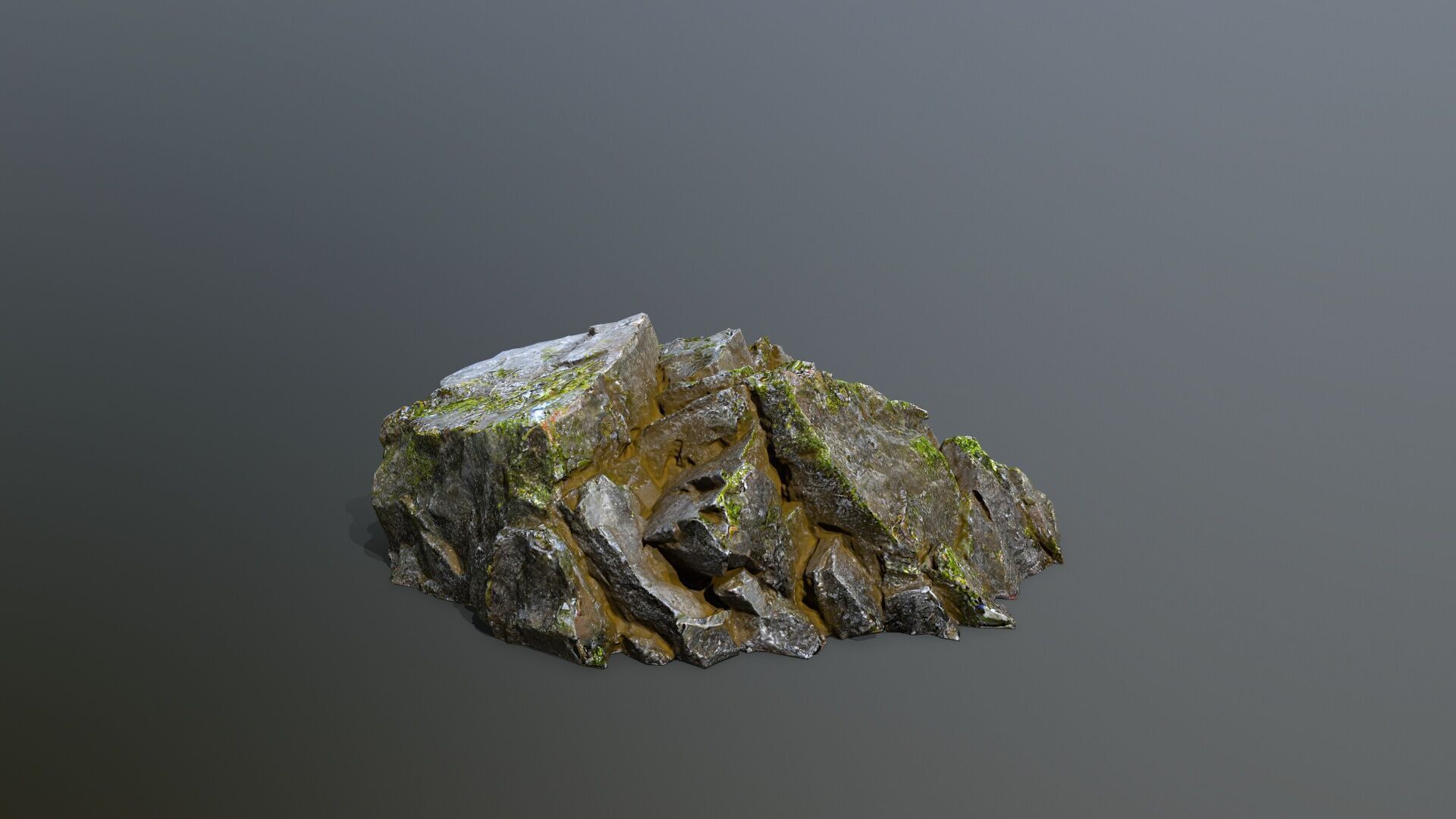 mossy rocks Low-poly 3D model_7