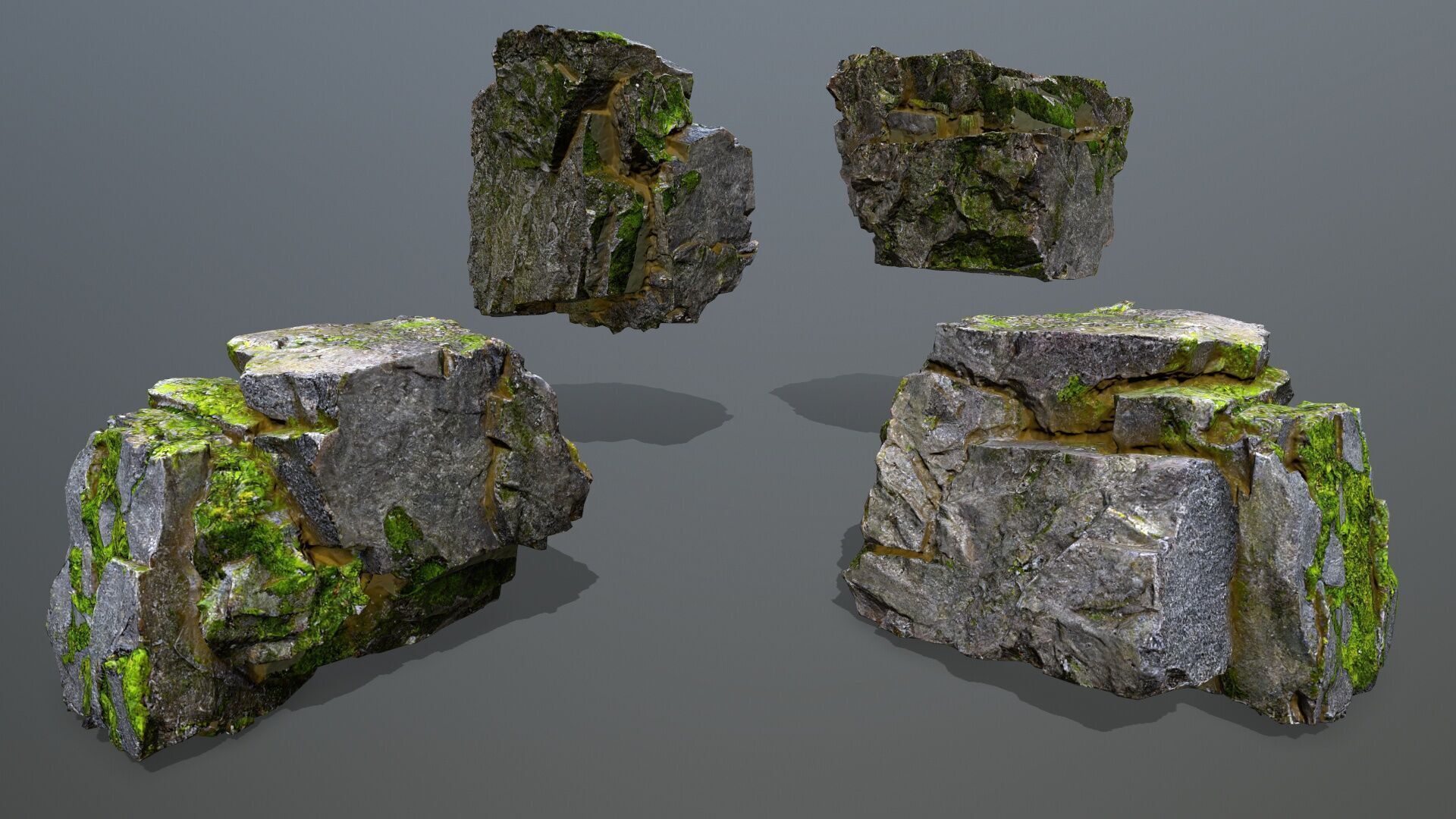 mossy rocks Low-poly 3D model_12
