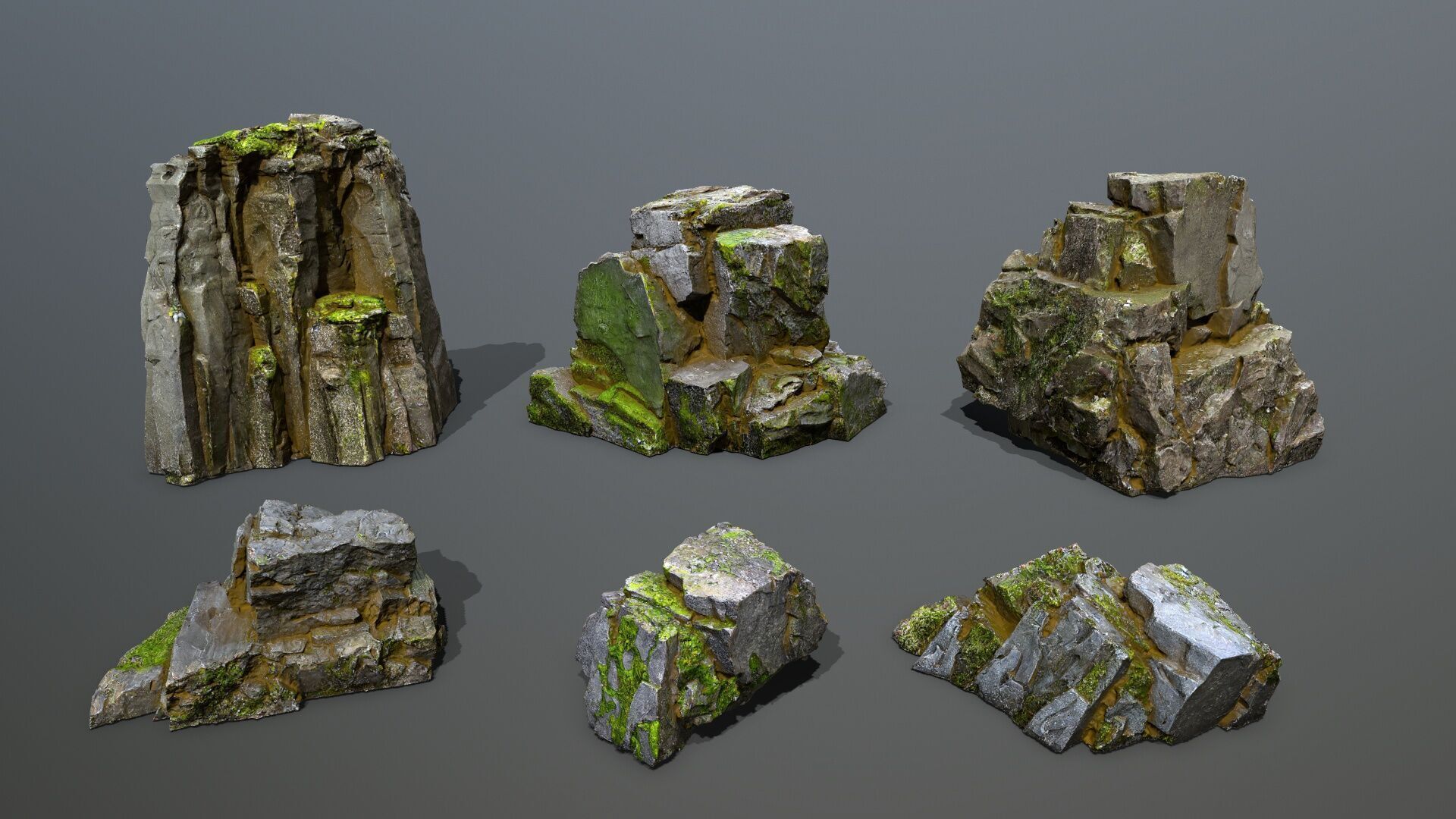 mossy rocks Low-poly 3D model_1