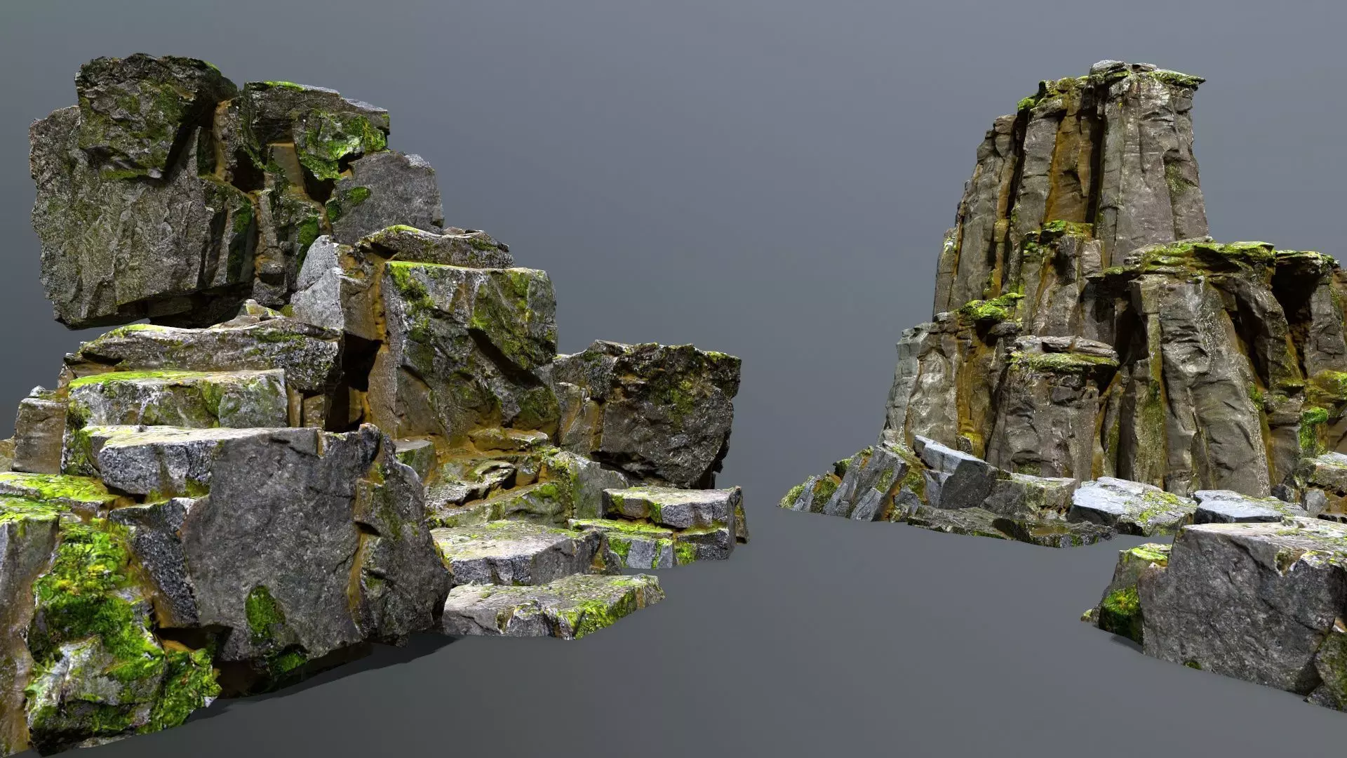 mossy rocks Low-poly 3D model_0