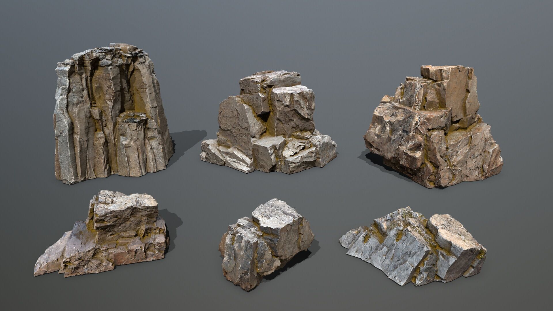 desert rocks Low-poly 3D model_1