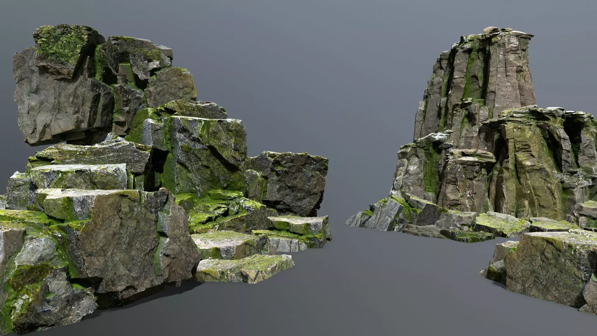mossy rocks Low-poly 3D model_0