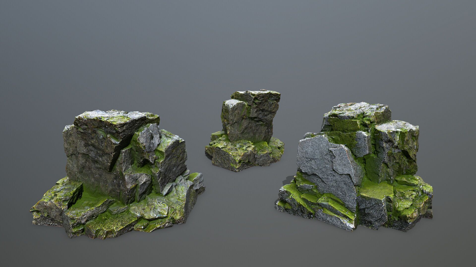 mossy rocks Low-poly 3D model_8