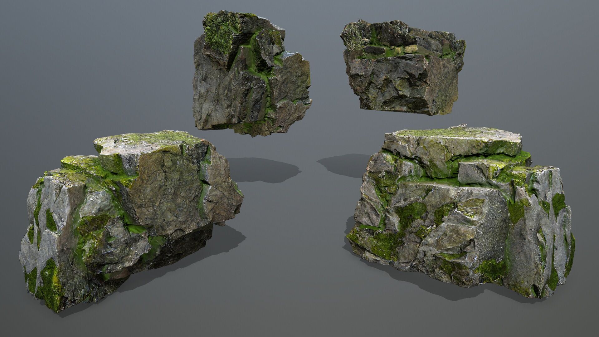 mossy rocks Low-poly 3D model_12