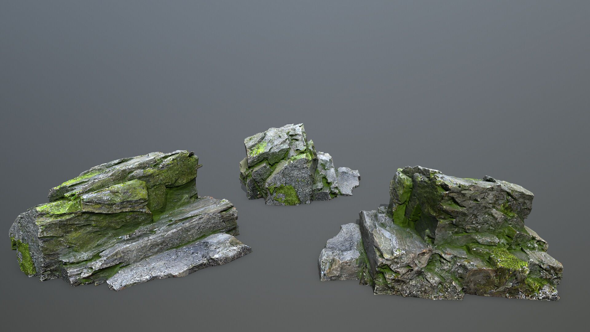 mossy rocks Low-poly 3D model_10