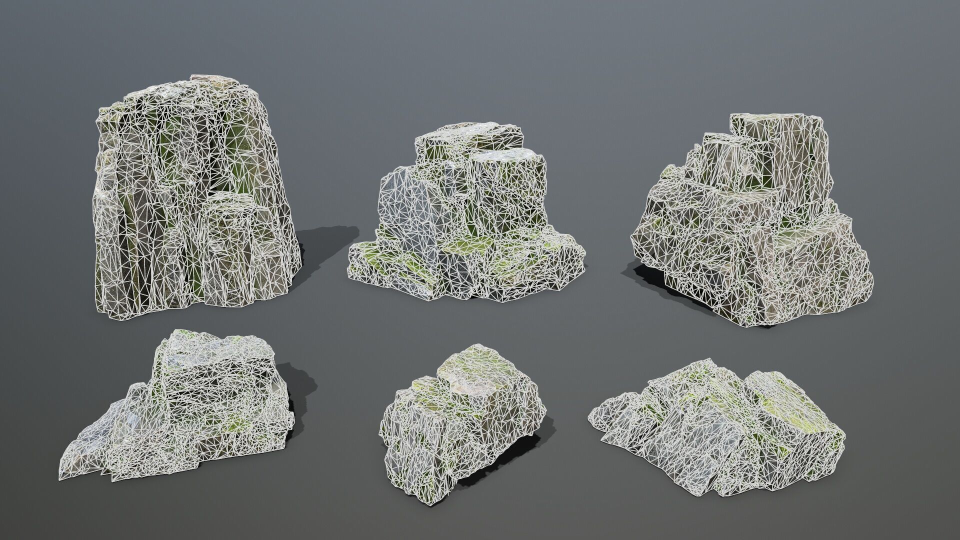 mossy rocks Low-poly 3D model_14