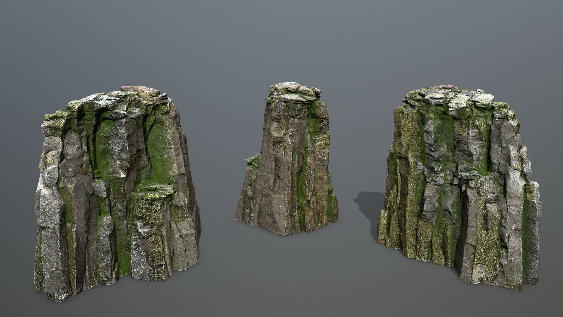 mossy rocks Low-poly 3D model_9
