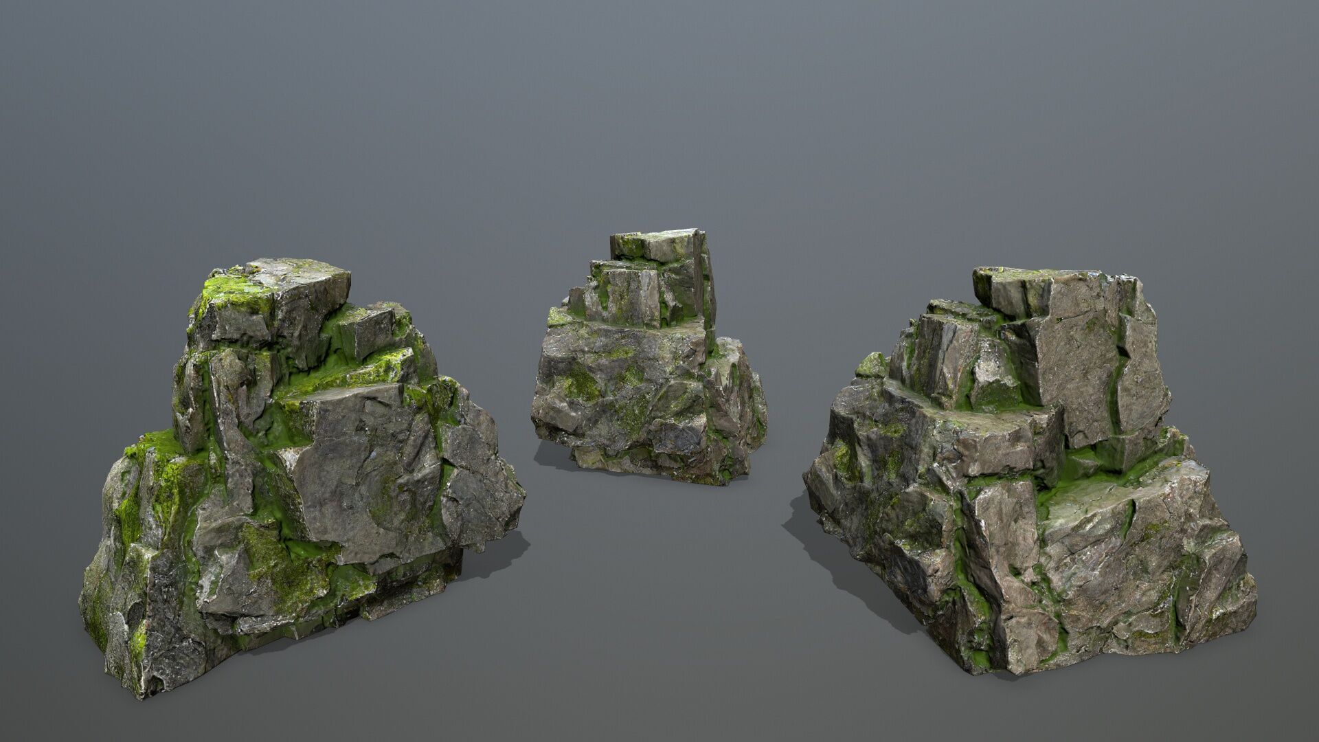 mossy rocks Low-poly 3D model_11