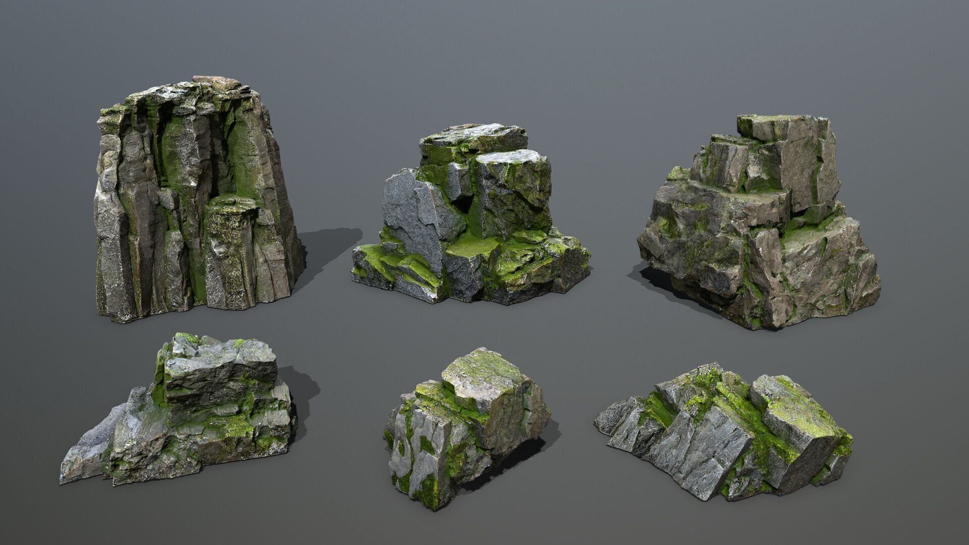 mossy rocks Low-poly 3D model_1